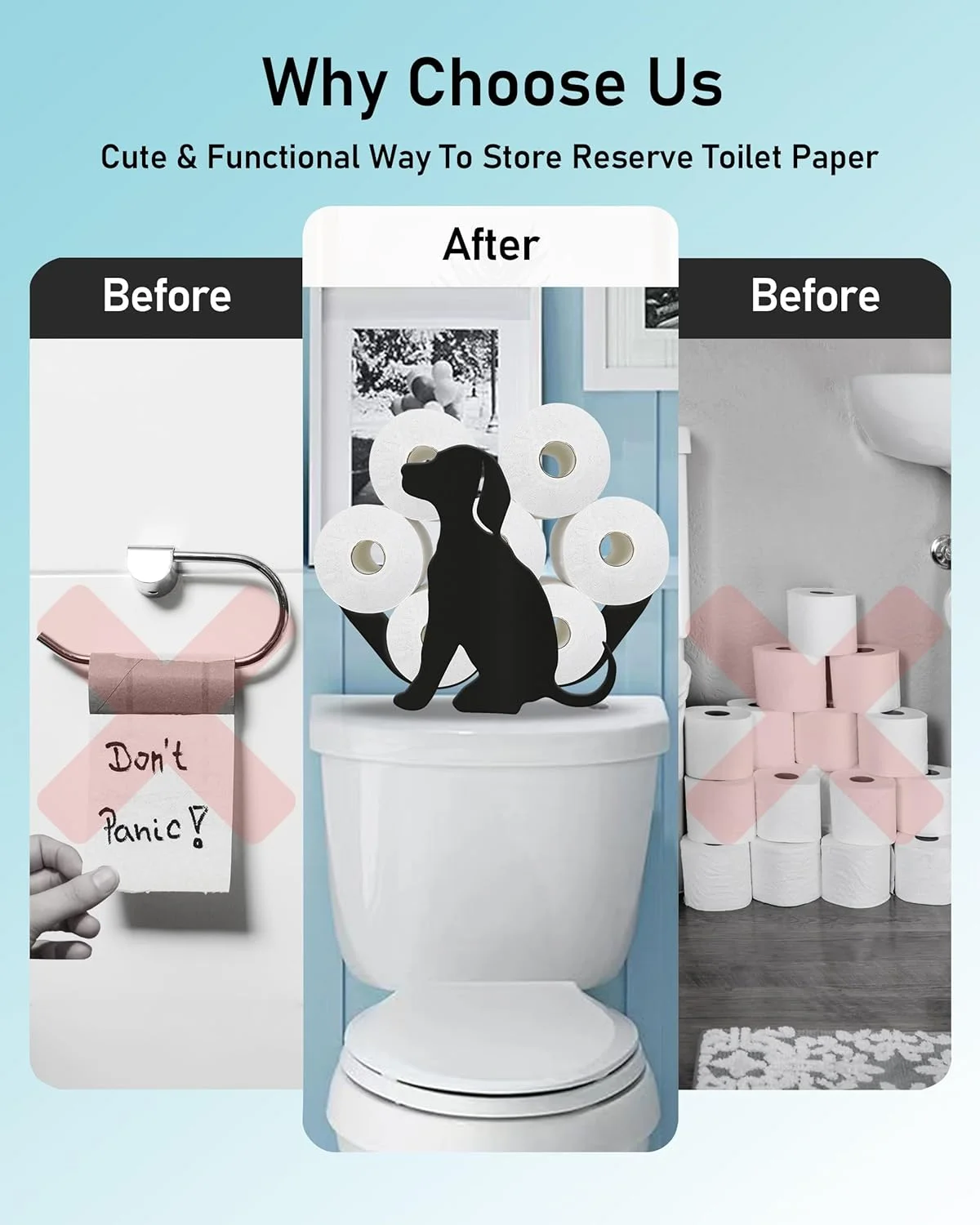 پایه نگهدارنده دستمال توالت سگ ویگگ، مناسب برای 8 رول اضافی، کوتوله خنده دار تزئینی ایستاده، کابینت ذخیره سازی لوازم جانبی دکوراسیون حیوانات حمام خانه روستایی