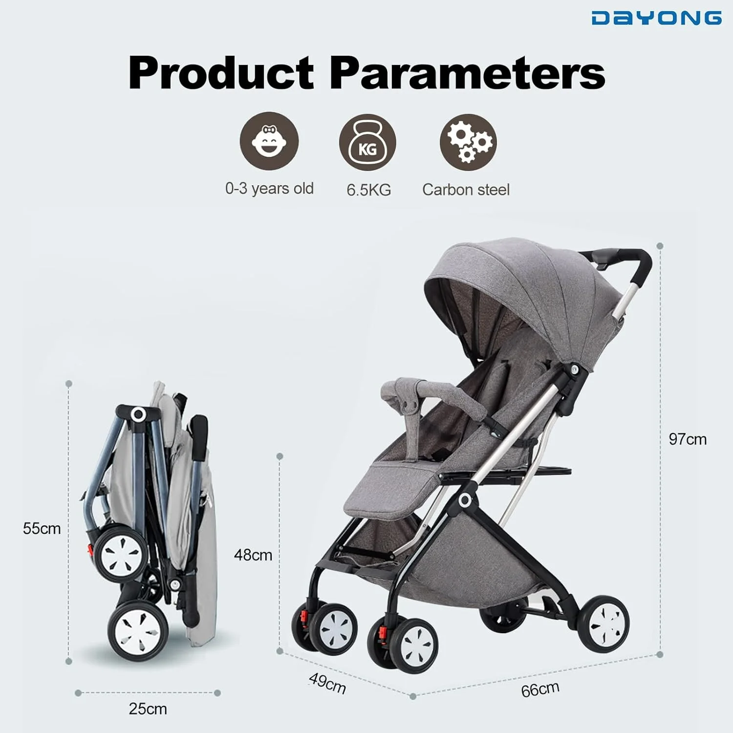 کالسکه مسافرتی کودک دایونگ، کالسکه کابین تاشو با یک دست، لوازم مسافرتی سبک وزن کودک، کالسکه جمع و جور کودک نوپا، کالسکه چهار چرخ کمک فنردار برای نوزادان 0-3 سال (خاکستری) کالسکه مسافرتی کودک دایونگ، کالسکه کابین تاشو با یک دست، لوازم مسافرتی سبک وزن کودک، کالسکه جمع و جور کودک نوپا، کالسکه چهار چرخ کمک فنردار برای نوزادان 0-3 سال (خاکستری)