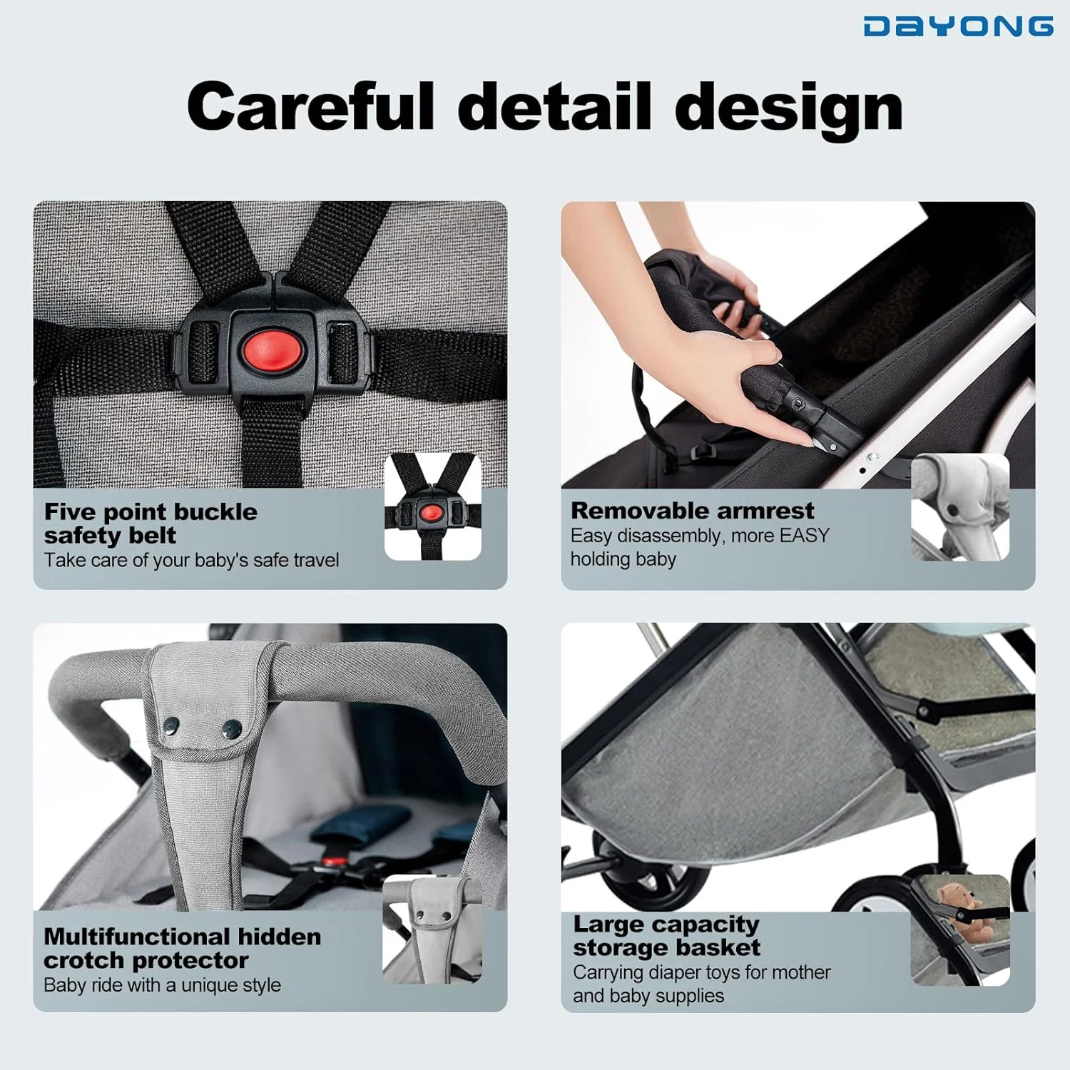 کالسکه مسافرتی کودک دایونگ، کالسکه کابین تاشو با یک دست، لوازم مسافرتی سبک وزن کودک، کالسکه جمع و جور کودک نوپا، کالسکه چهار چرخ کمک فنردار برای نوزادان 0-3 سال (خاکستری) کالسکه مسافرتی کودک دایونگ، کالسکه کابین تاشو با یک دست، لوازم مسافرتی سبک وزن کودک، کالسکه جمع و جور کودک نوپا، کالسکه چهار چرخ کمک فنردار برای نوزادان 0-3 سال (خاکستری)