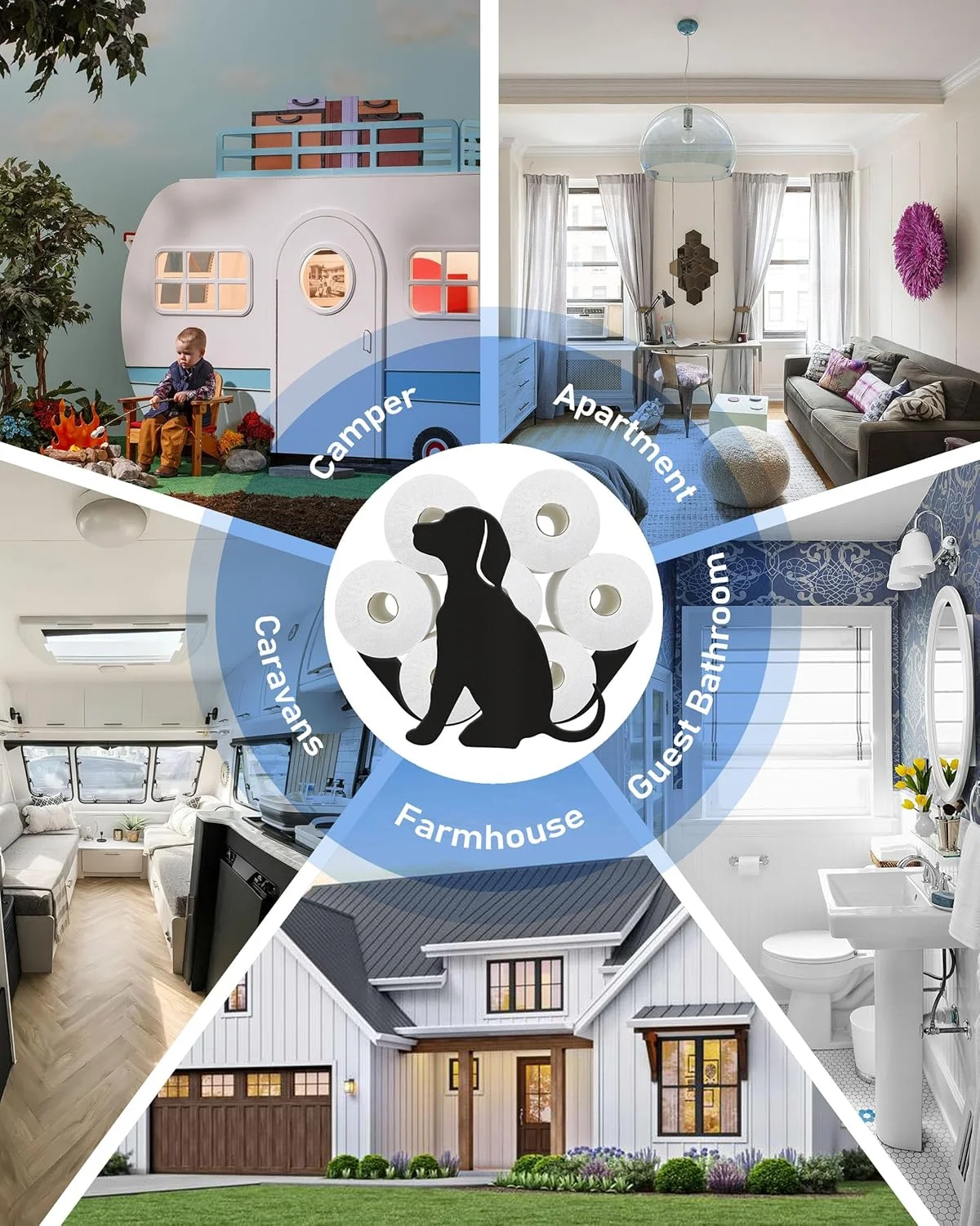 پایه نگهدارنده دستمال توالت سگ ویگگ، مناسب برای 8 رول اضافی، کوتوله خنده دار تزئینی ایستاده، کابینت ذخیره سازی لوازم جانبی دکوراسیون حیوانات حمام خانه روستایی