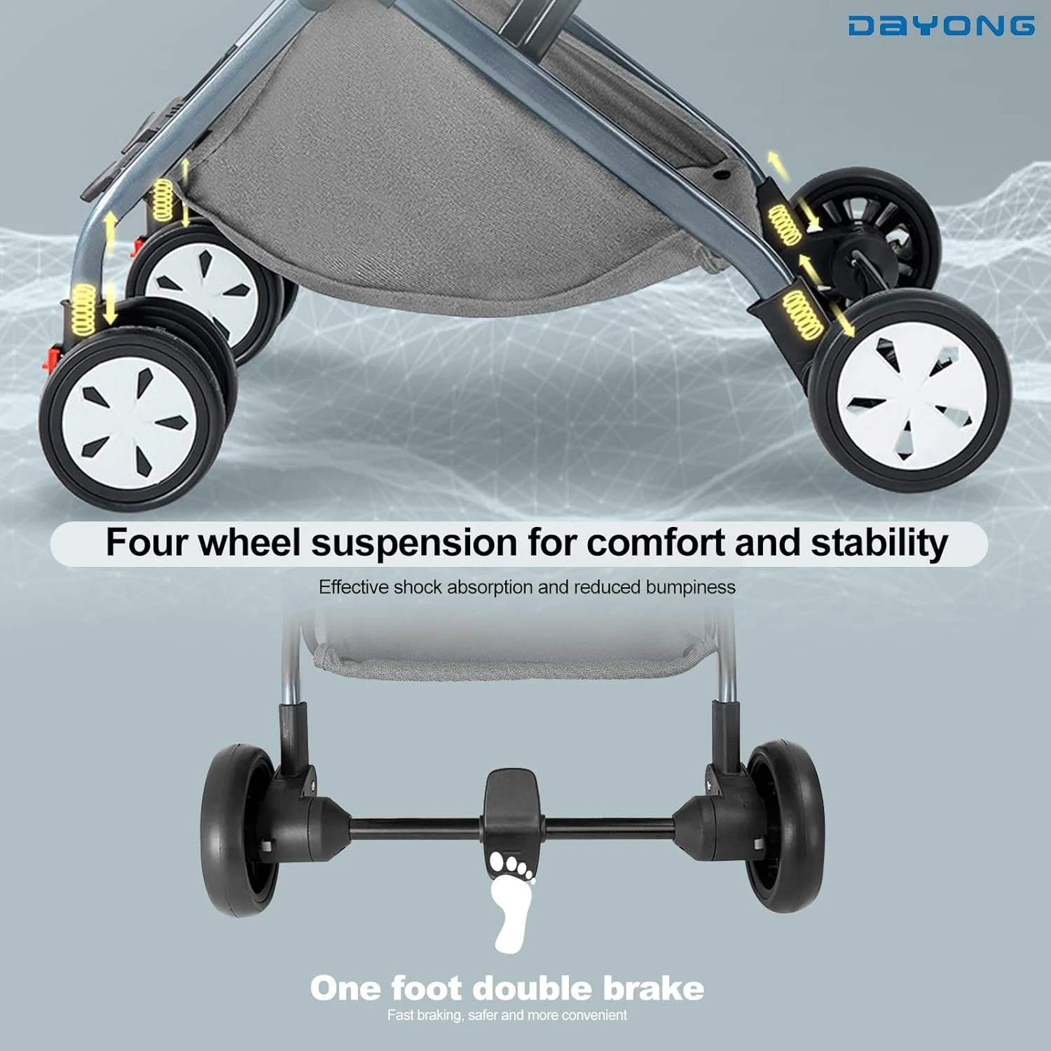 کالسکه مسافرتی کودک دایونگ، کالسکه کابین تاشو با یک دست، لوازم مسافرتی سبک وزن کودک، کالسکه جمع و جور کودک نوپا، کالسکه چهار چرخ کمک فنردار برای نوزادان 0-3 سال (خاکستری) کالسکه مسافرتی کودک دایونگ، کالسکه کابین تاشو با یک دست، لوازم مسافرتی سبک وزن کودک، کالسکه جمع و جور کودک نوپا، کالسکه چهار چرخ کمک فنردار برای نوزادان 0-3 سال (خاکستری)
