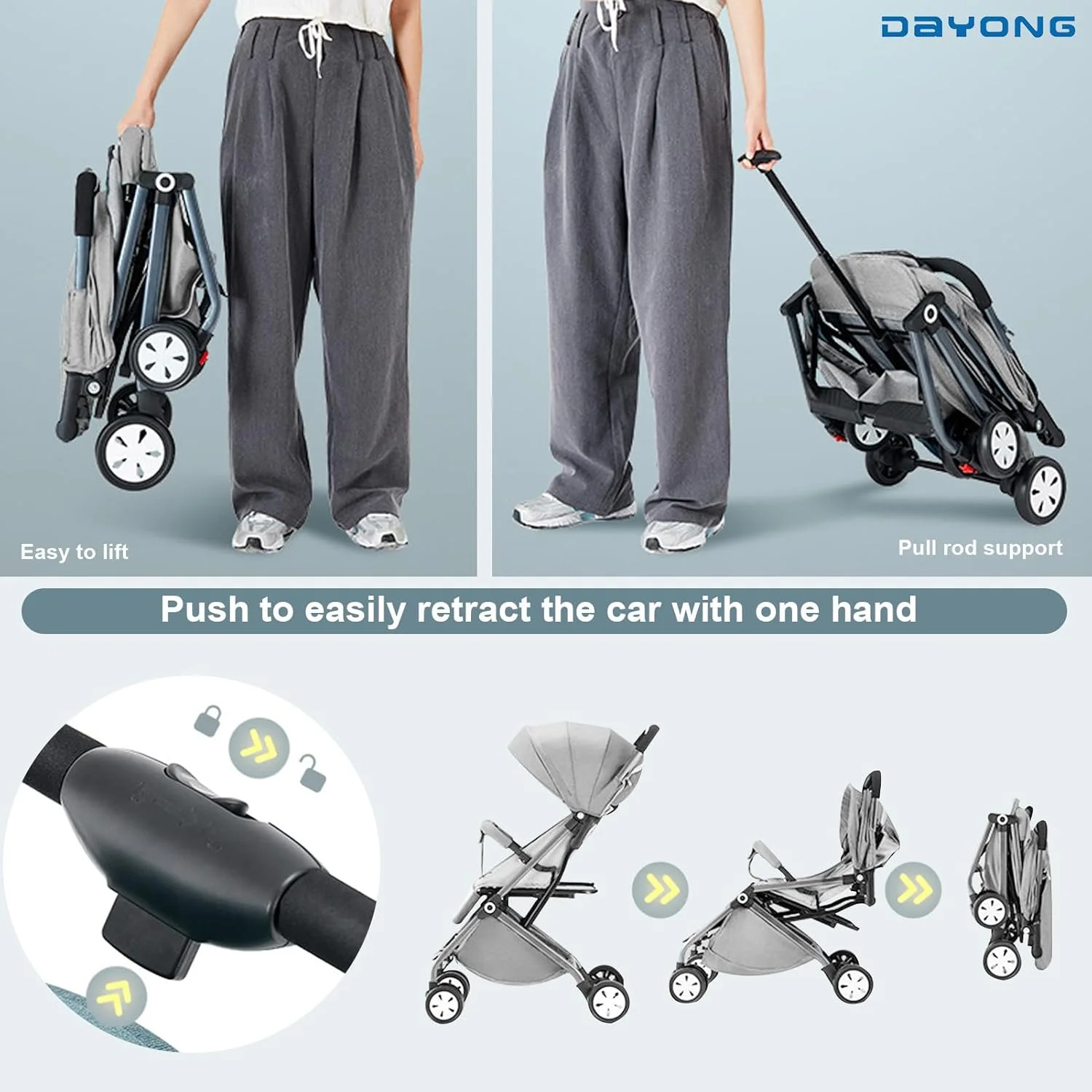 کالسکه مسافرتی کودک دایونگ، کالسکه کابین تاشو با یک دست، لوازم مسافرتی سبک وزن کودک، کالسکه جمع و جور کودک نوپا، کالسکه چهار چرخ کمک فنردار برای نوزادان 0-3 سال (خاکستری) کالسکه مسافرتی کودک دایونگ، کالسکه کابین تاشو با یک دست، لوازم مسافرتی سبک وزن کودک، کالسکه جمع و جور کودک نوپا، کالسکه چهار چرخ کمک فنردار برای نوزادان 0-3 سال (خاکستری)