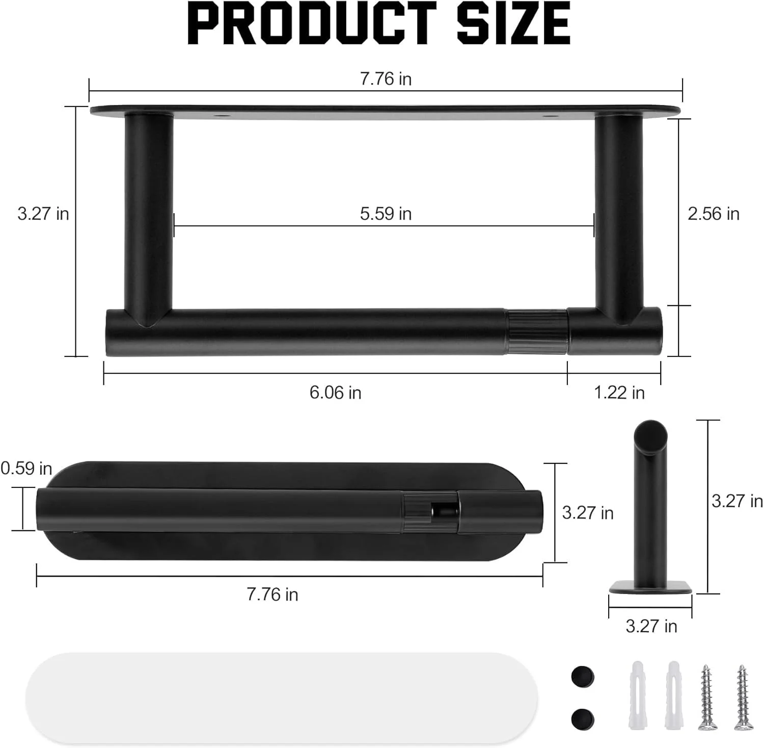 جا دستمال کاغذی مشکی مات THE WHITE SHOP - جا دستمال کاغذی دیواری استیل ضد زنگ SUS 304، مناسب برای حمام و آشپزخانه