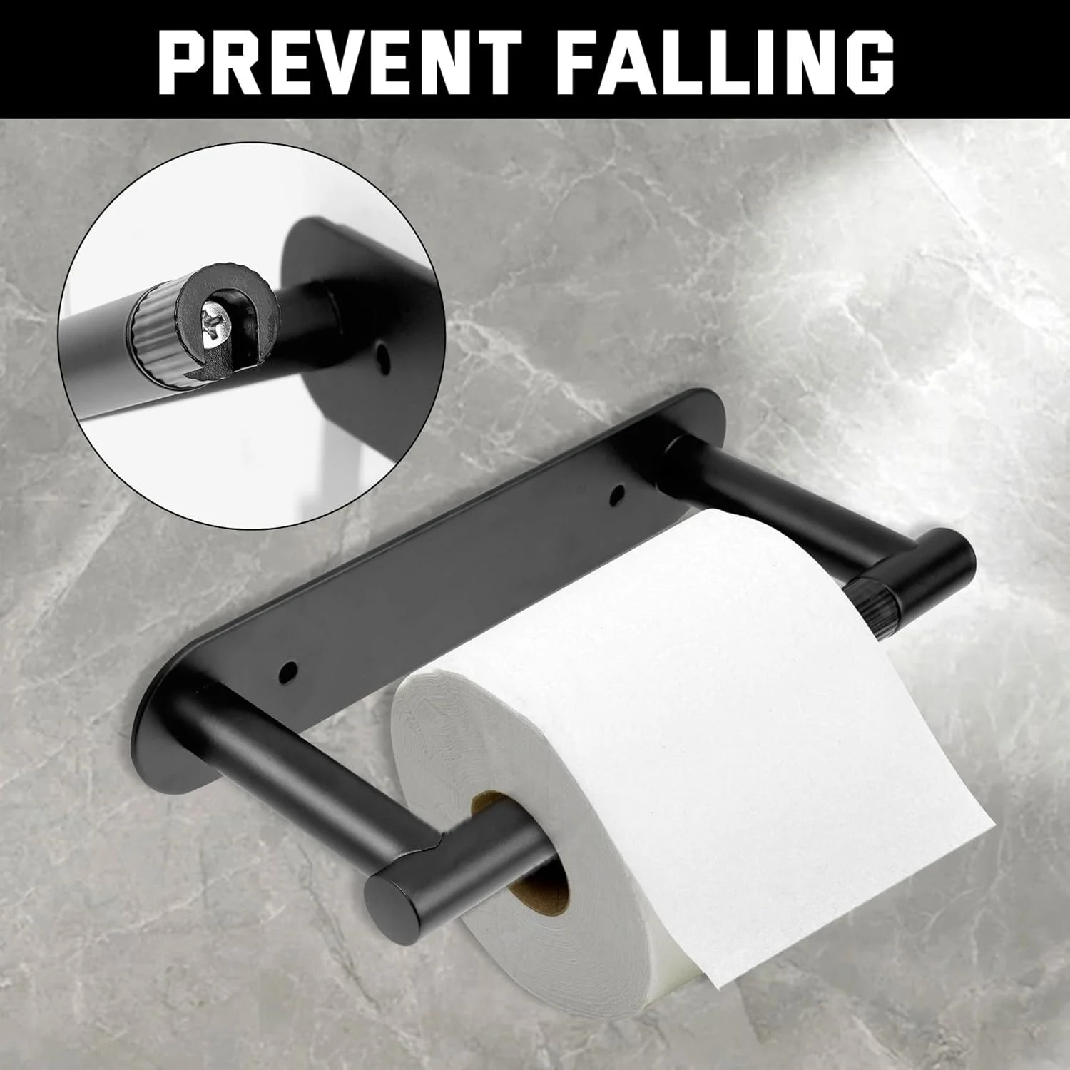 جا دستمال کاغذی مشکی مات THE WHITE SHOP - جا دستمال کاغذی دیواری استیل ضد زنگ SUS 304، مناسب برای حمام و آشپزخانه