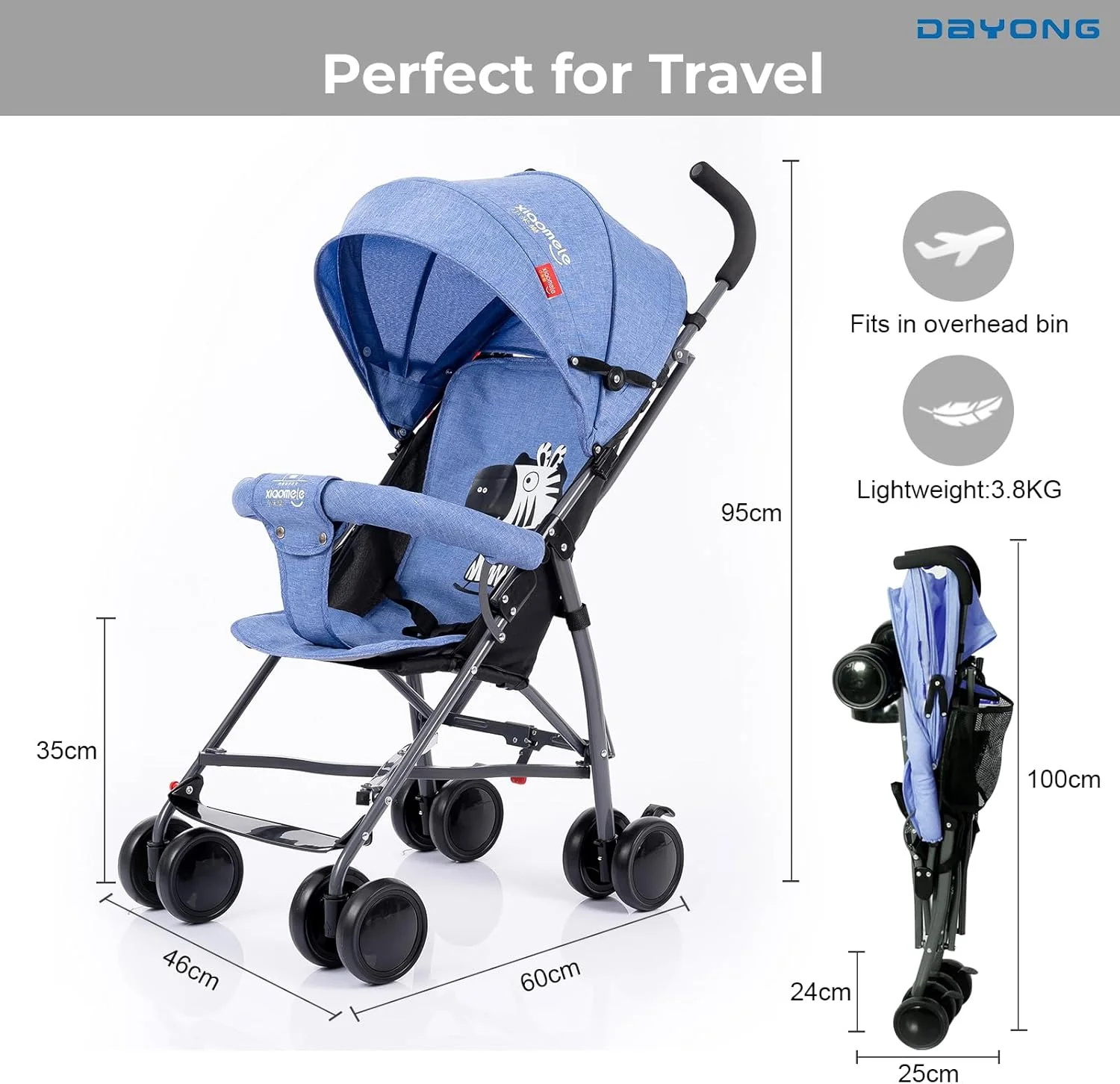 کالسکه تاشو دایونگ، کالسکه مسافرتی سبک و جمع و جور برای هواپیما، کالسکه مسافرتی راحت (آبی) کالسکه تاشو دایونگ، کالسکه مسافرتی سبک و جمع و جور برای هواپیما، کالسکه مسافرتی راحت (آبی)