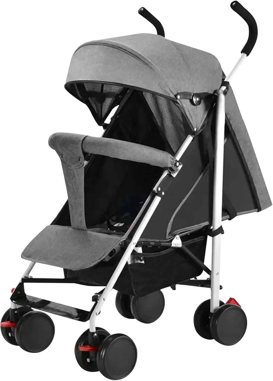 کالسکه مسافرتی تاشو سبک وزن دایونگ، کالسکه جمع و جور تاشو با یک دست، تحمل وزن 20 کیلوگرم، کالسکه عصایی کودک برای نوزادان 0-36 ماهه (خاکستری)