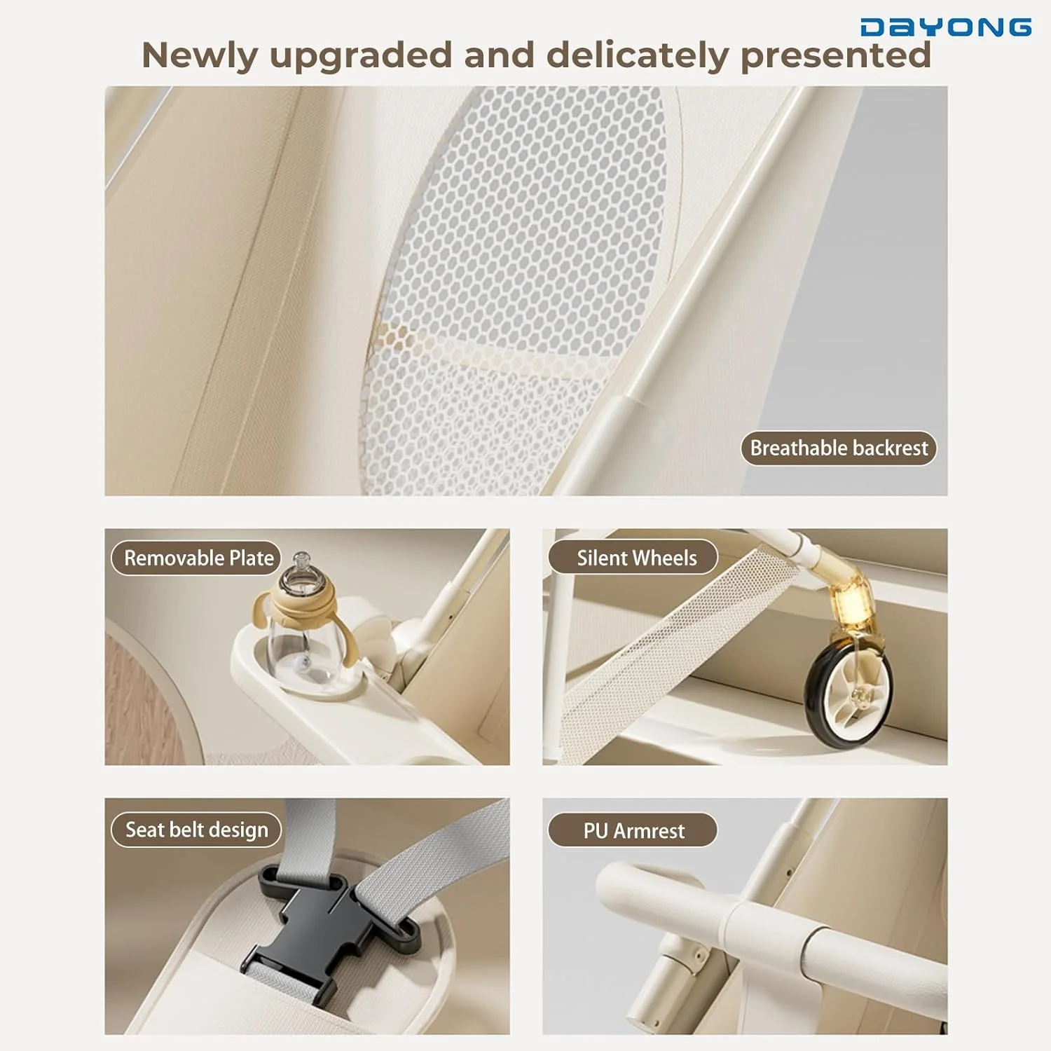 کالسکه مسافرتی تاشو DAYONG، کالسکه سبک وزن با سایبان، کالسکه بچه جمع و جور با کمربند ایمنی و سینی غذای جداشدنی برای کودکان 1 تا 6 سال (سفید) کالسکه مسافرتی تاشو DAYONG، کالسکه سبک وزن با سایبان، کالسکه بچه جمع و جور با کمربند ایمنی و سینی غذای جداشدنی برای کودکان 1 تا 6 سال (سفید)