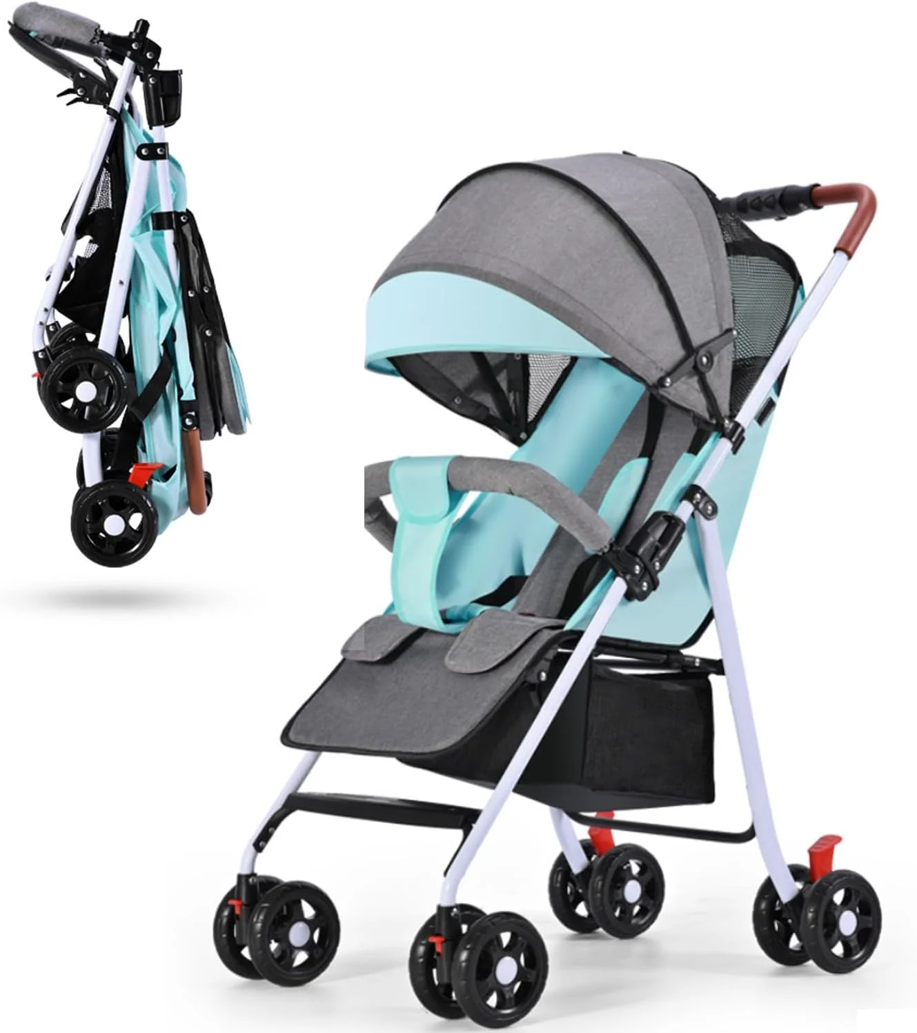 کالسکه مسافرتی فوق سبک دایونگ، کالسکه تاشو قابل حمل کودک با سایبان، کالسکه بچه با یک دست، کالسکه نشسته و خوابیده برای نوزادان 0-36 ماهه (سبز) کالسکه مسافرتی فوق سبک دایونگ، کالسکه تاشو قابل حمل کودک با سایبان، کالسکه بچه با یک دست، کالسکه نشسته و خوابیده برای نوزادان 0-36 ماهه (سبز)