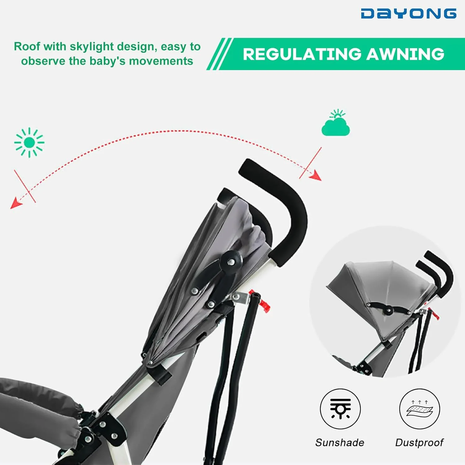 کالسکه مسافرتی تاشو سبک وزن دایونگ، کالسکه جمع و جور تاشو با یک دست، تحمل وزن 20 کیلوگرم، کالسکه عصایی کودک برای نوزادان 0-36 ماهه (خاکستری) کالسکه مسافرتی تاشو سبک وزن دایونگ، کالسکه جمع و جور تاشو با یک دست، تحمل وزن 20 کیلوگرم، کالسکه عصایی کودک برای نوزادان 0-36 ماهه (خاکستری)