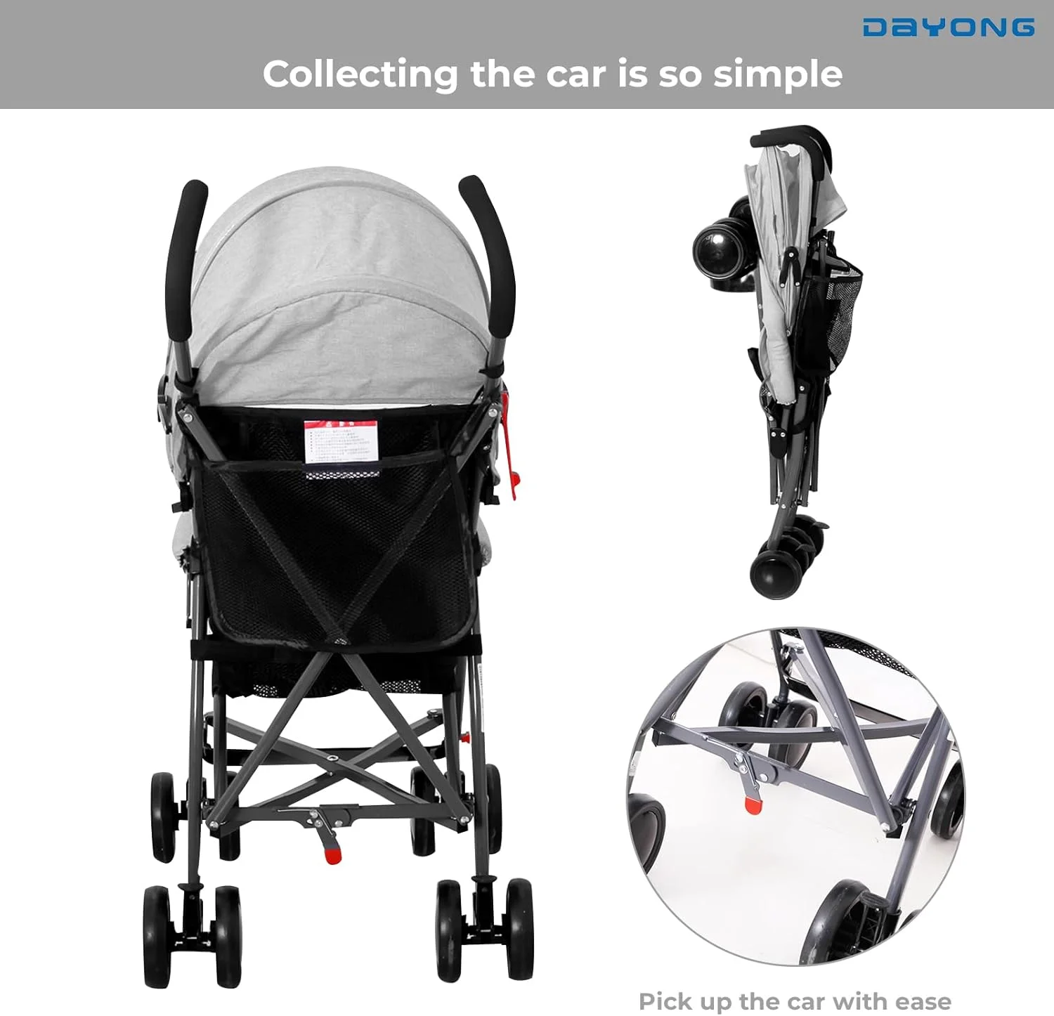 کالسکه تاشو دایونگ، کالسکه مسافرتی سبک و جمع و جور برای سفر هوایی، خاکستری کالسکه تاشو دایونگ، کالسکه مسافرتی سبک و جمع و جور برای سفر هوایی، خاکستری