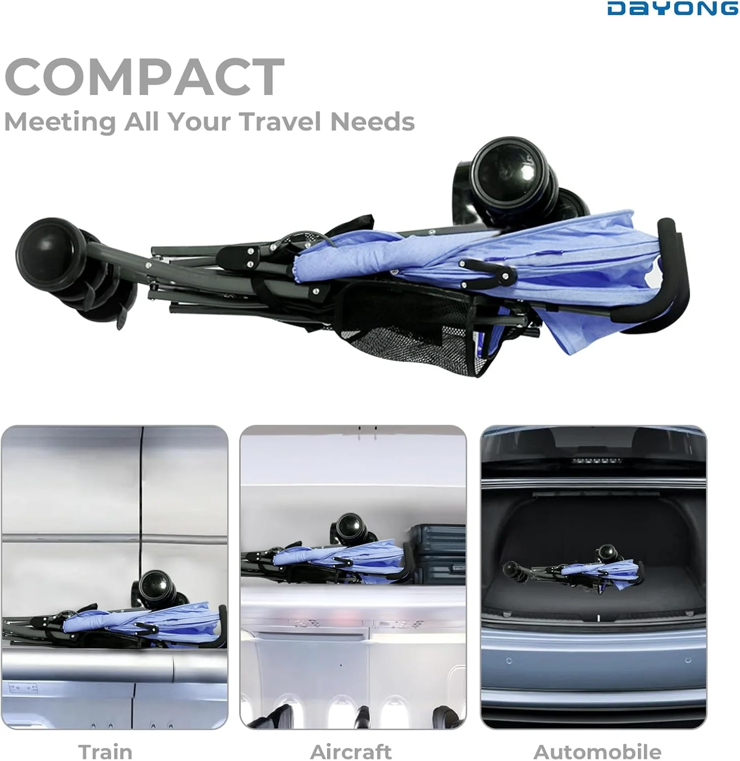 کالسکه تاشو دایانگ، کالسکه سبک و جمع و جور کودک برای هواپیما، کالسکه مسافرتی راحت (آبی) کالسکه تاشو دایانگ، کالسکه سبک و جمع و جور کودک برای هواپیما، کالسکه مسافرتی راحت (آبی)