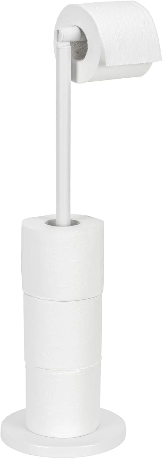 جای دستمال توالت ایستاده 2 در 1 WENKO، فولاد، پایه های قوی و محکم، کمک کننده و نگهداری حمام خانگی، 21x55x17 سانتی متر، سفید