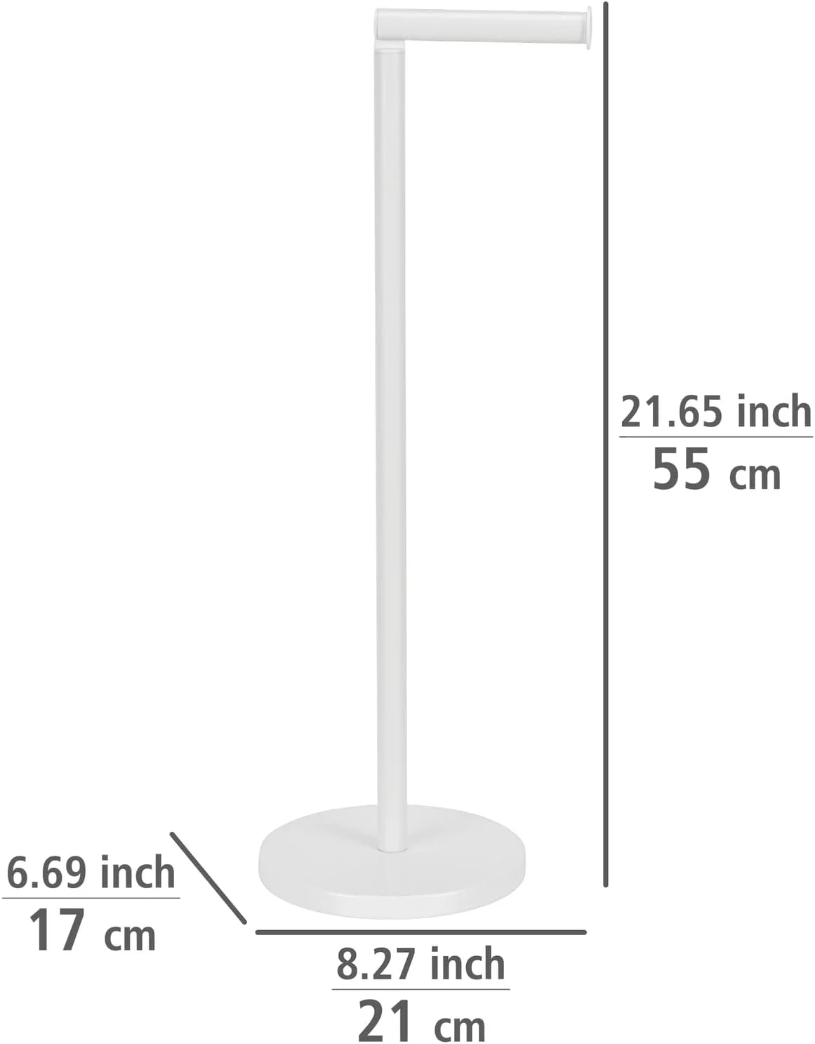 جای دستمال توالت ایستاده 2 در 1 WENKO، فولاد، پایه های قوی و محکم، کمک کننده و نگهداری حمام خانگی، 21x55x17 سانتی متر، سفید