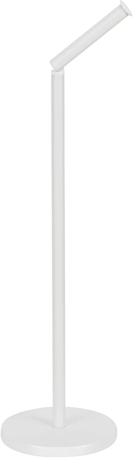 جای دستمال توالت ایستاده 2 در 1 WENKO، فولاد، پایه های قوی و محکم، کمک کننده و نگهداری حمام خانگی، 21x55x17 سانتی متر، سفید