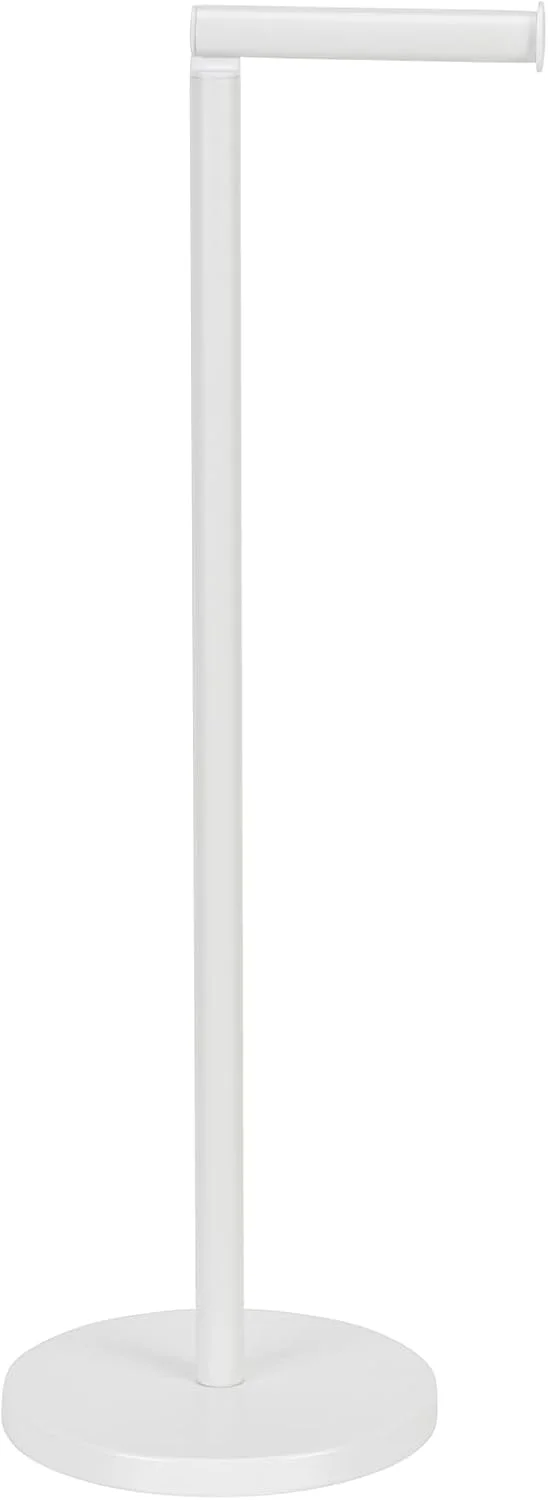 جای دستمال توالت ایستاده 2 در 1 WENKO، فولاد، پایه های قوی و محکم، کمک کننده و نگهداری حمام خانگی، 21x55x17 سانتی متر، سفید