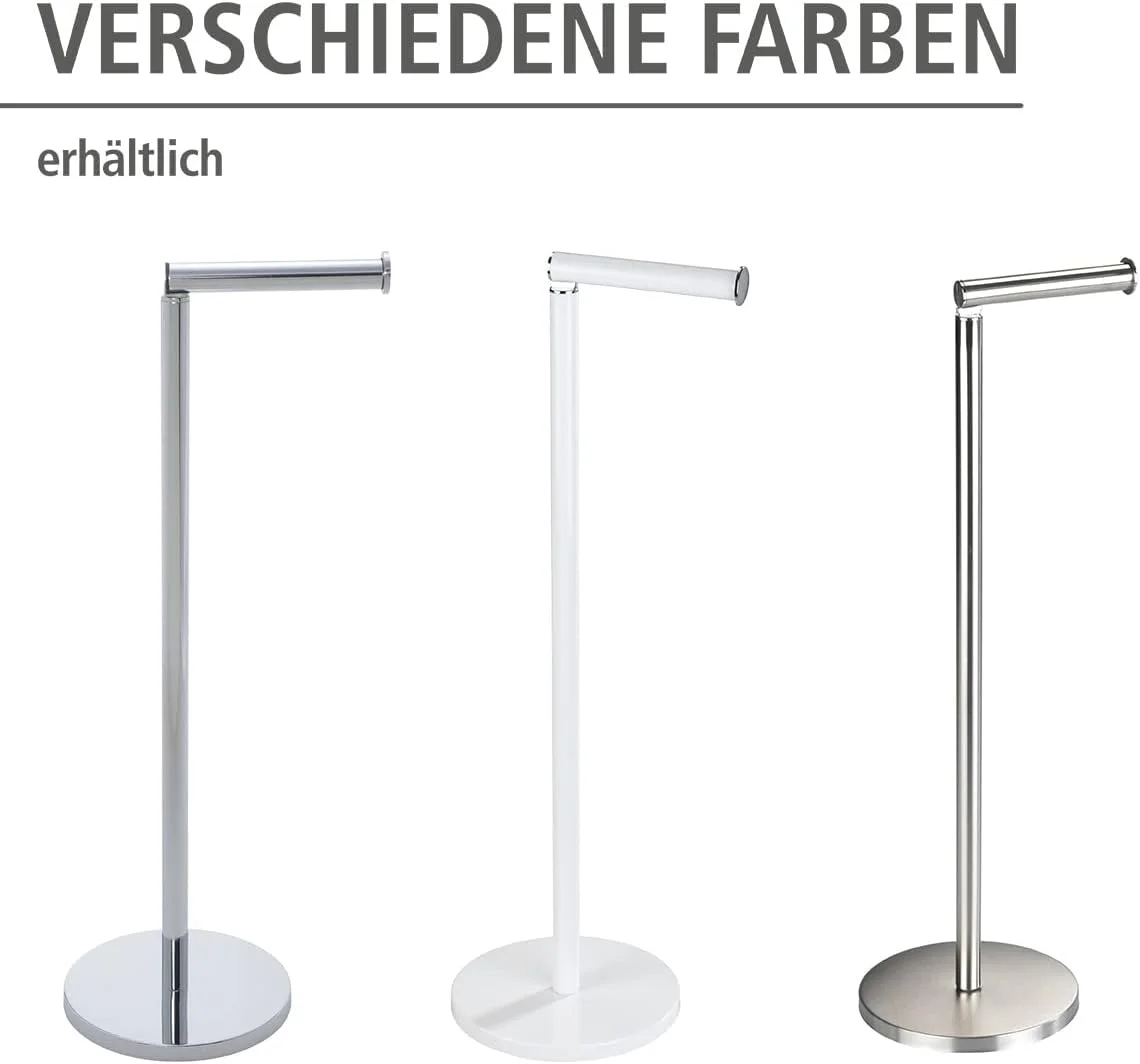 جای دستمال توالت ایستاده 2 در 1 WENKO، فولاد، پایه های قوی و محکم، کمک کننده و نگهداری حمام خانگی، 21x55x17 سانتی متر، سفید