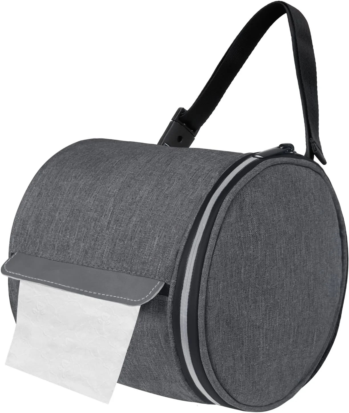 جا دستمال کاغذی آویز ضد گربه، محفظه دستمال رولی ضد آب و قابل حمل با بند قابل تنظیم، سازمان دهنده دستمال رولی قابل استفاده مجدد برای کمپینگ، حمام، آشپزخانه، مسافرت، خاکستری