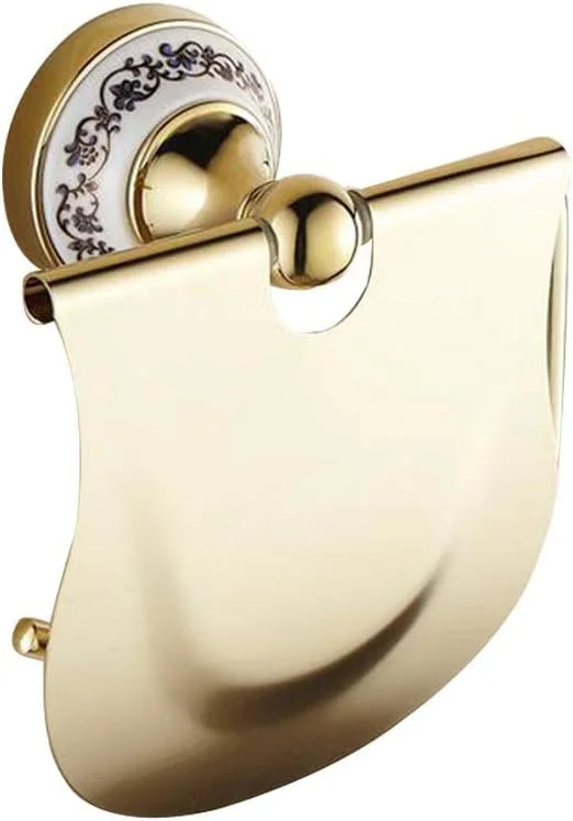 نگهدارنده رول دستمال توالت با پوشش، ضد آب، نصب شده روی دیوار برای سرویس بهداشتی، لوکس با روکش طلایی براق