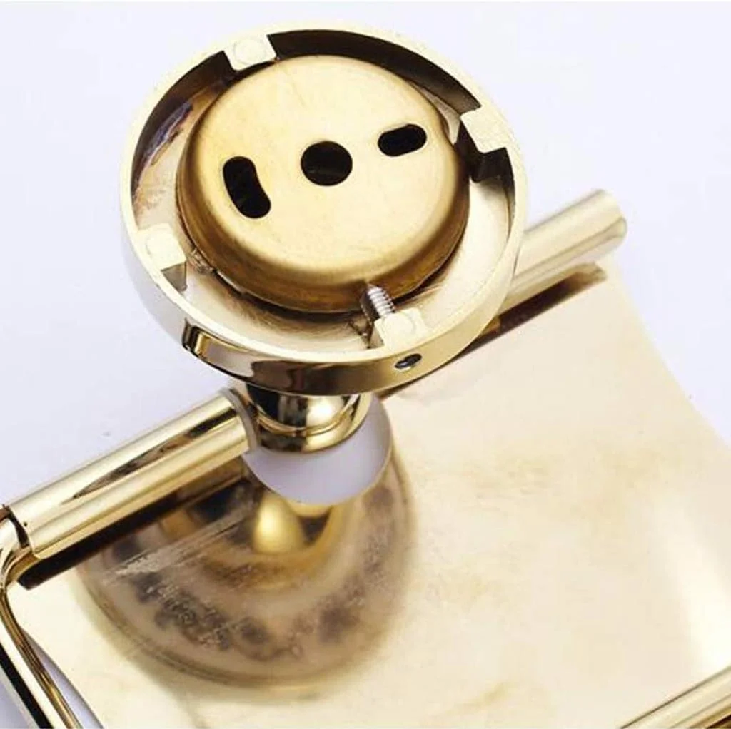 نگهدارنده رول دستمال توالت با پوشش، ضد آب، نصب شده روی دیوار برای سرویس بهداشتی، لوکس با روکش طلایی براق نگهدارنده رول دستمال توالت با پوشش، ضد آب، نصب شده روی دیوار برای سرویس بهداشتی، لوکس با روکش طلایی براق