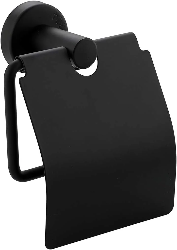 جا دستمال توالت مشکی مات با پوشش ضد آب، نگهدارنده رول دستمال کاغذی برای سازماندهی و نگهداری حمام، نگهدارنده تک پایه/قلاب دستمال توالت دیواری