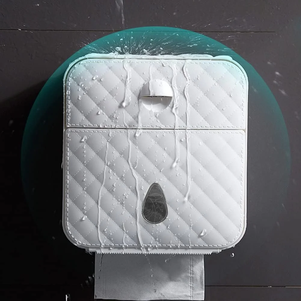 جا دستمال کاغذی ضد آب، جعبه دیواری برای نگهداری لوازم جانبی حمام، سینی، لوله رول، بدون نیاز به سوراخ کاری