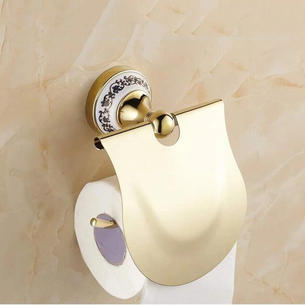 نگهدارنده رول دستمال توالت با پوشش، ضد آب، نصب شده روی دیوار برای سرویس بهداشتی، لوکس با روکش طلایی براق نگهدارنده رول دستمال توالت با پوشش، ضد آب، نصب شده روی دیوار برای سرویس بهداشتی، لوکس با روکش طلایی براق