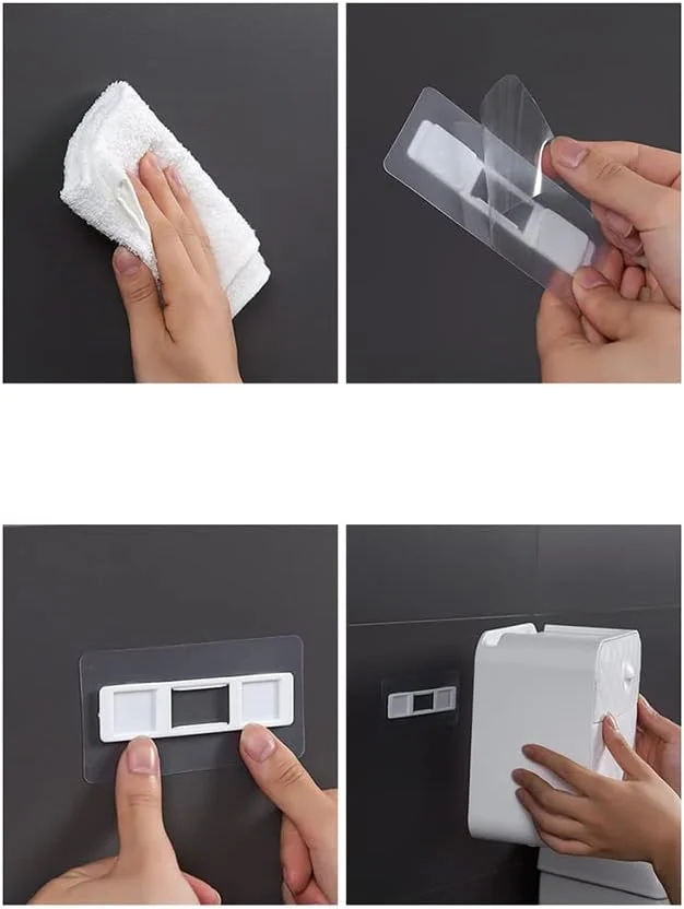 جا دستمال کاغذی ضد آب، جعبه دیواری برای نگهداری لوازم جانبی حمام، سینی، لوله رول، بدون نیاز به سوراخ کاری