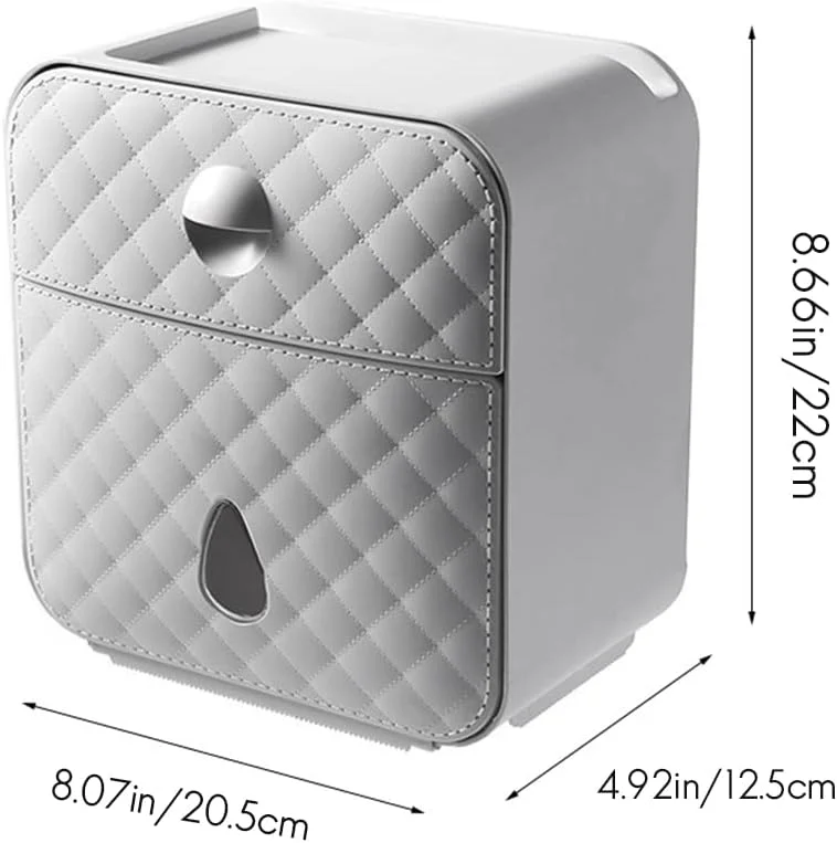 جا دستمال کاغذی ضد آب، جعبه دیواری برای نگهداری لوازم جانبی حمام، سینی، لوله رول، بدون نیاز به سوراخ کاری