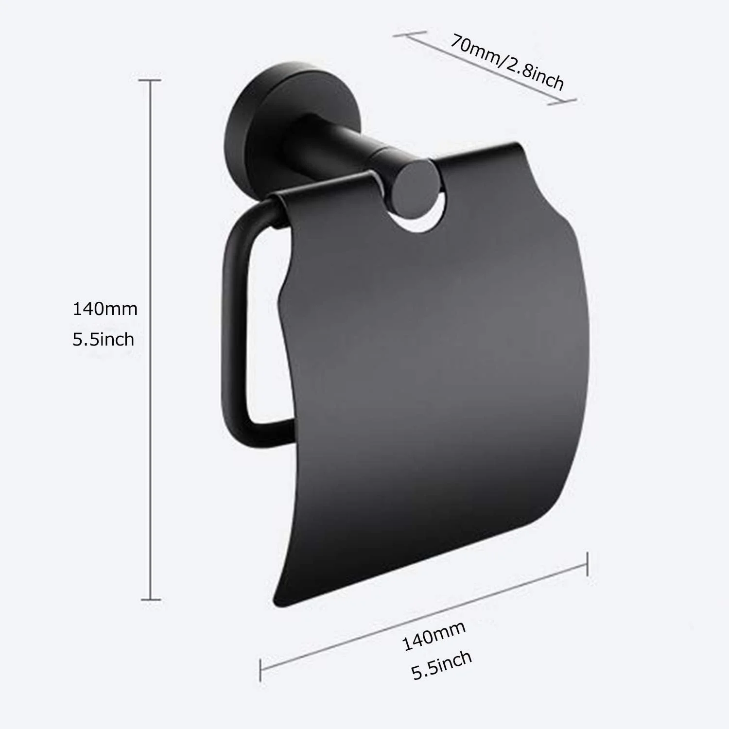 جا دستمال توالت مشکی مات با پوشش ضد آب، نگهدارنده رول دستمال کاغذی برای سازماندهی و نگهداری حمام، نگهدارنده تک پایه/قلاب دستمال توالت دیواری