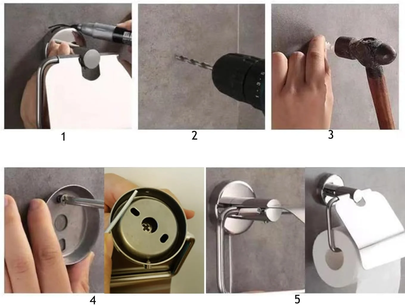 جا دستمال توالت مشکی مات با پوشش ضد آب، نگهدارنده رول دستمال کاغذی برای سازماندهی و نگهداری حمام، نگهدارنده تک پایه/قلاب دستمال توالت دیواری