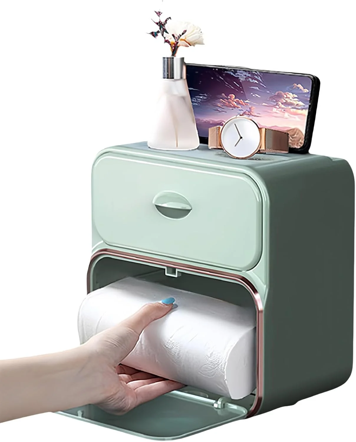 جا دستمال کاغذی دیواری - جا دستمال توالت | پخش کننده دستمال کاغذی چسبی با کشو برای هتل، آشپزخانه، سرویس بهداشتی، کاروان و دستشویی