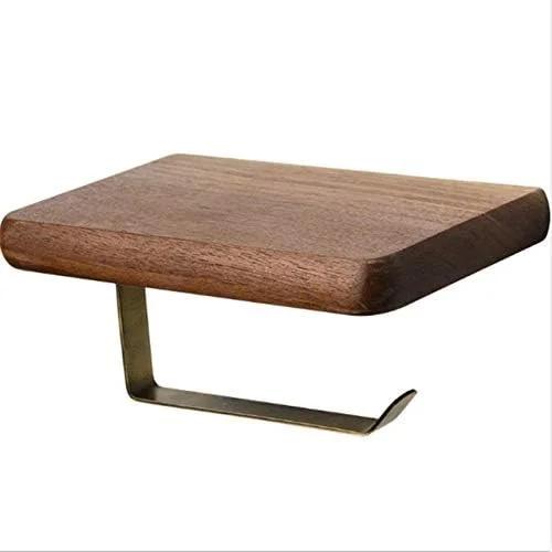 Black Walnut Roll Holder Wooden Towel Rack Tissue Box Toilet Paper Holder Rounded Corner Storage Rack