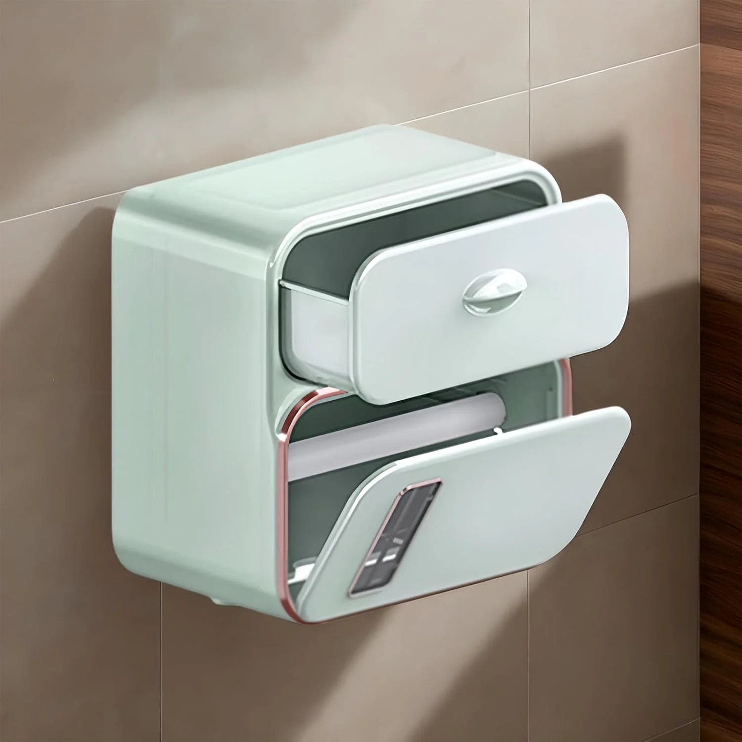 جا دستمال کاغذی دیواری - جا دستمال توالت | پخش کننده دستمال کاغذی چسبی با کشو برای هتل، آشپزخانه، سرویس بهداشتی، کاروان و دستشویی