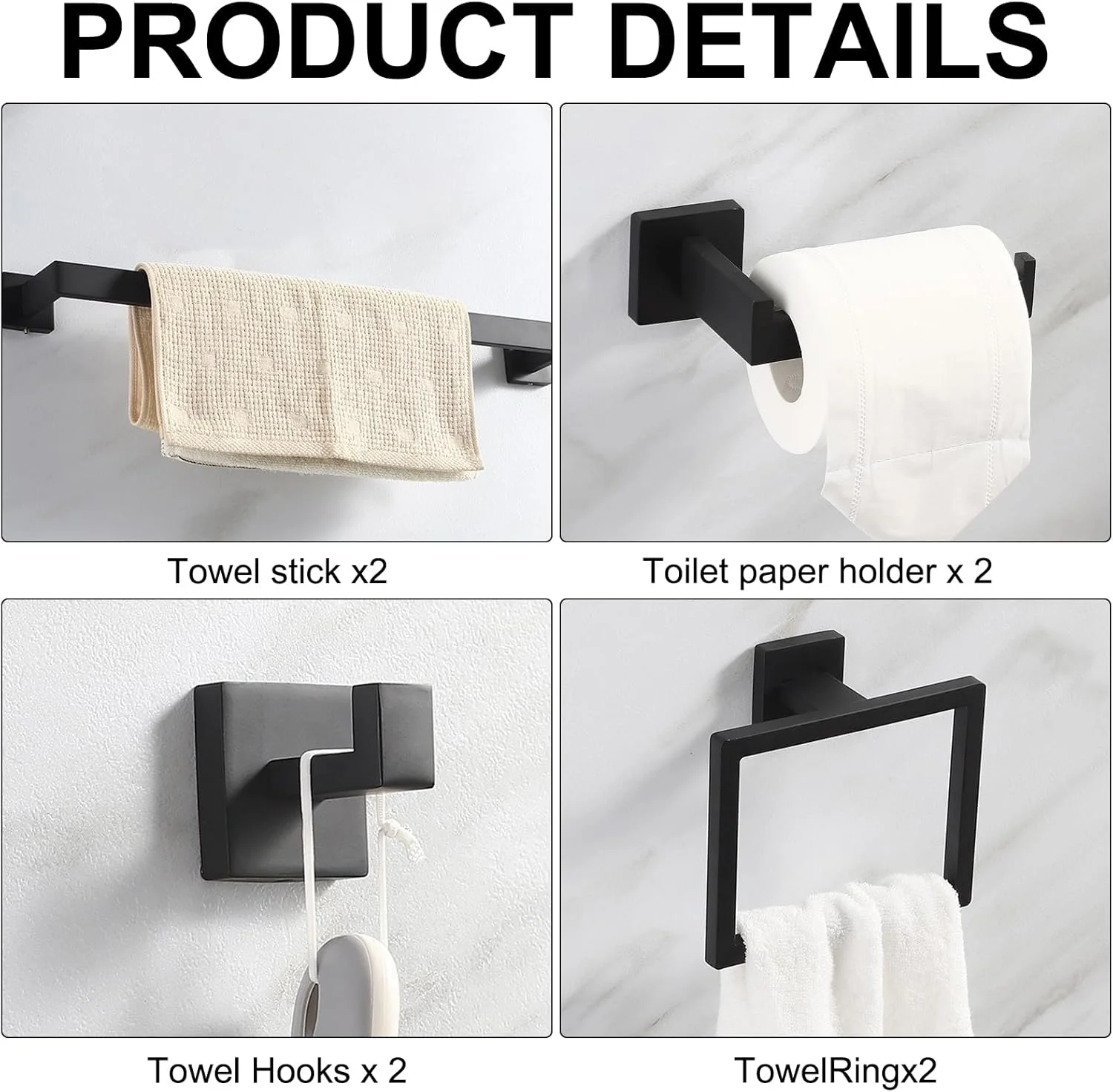 ست لوازم جانبی حمام Wallfire شامل 10 قطعه، میله حوله دیواری، ست لوازم حمام سنگین، شامل جا دستمال کاغذی، میله حوله، حلقه حوله و قلاب ست لوازم جانبی حمام Wallfire شامل 10 قطعه، میله حوله دیواری، ست لوازم حمام سنگین، شامل جا دستمال کاغذی، میله حوله، حلقه حوله و قلاب