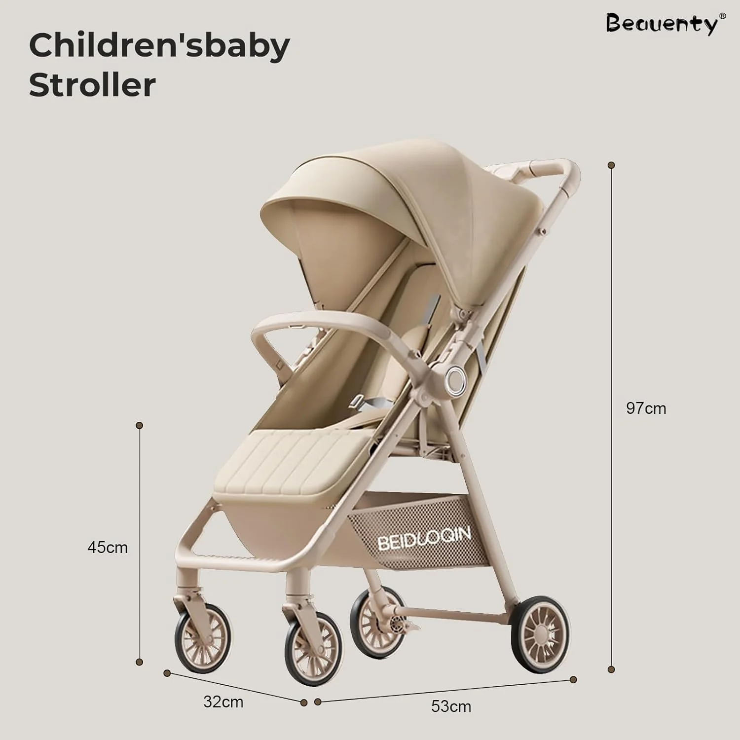 کالسکه دو طرفه دسته معکوس Beauenty برای نوزاد دختر و پسر 0-3 ساله، کالسکه مسافرتی تاشو خودکار سبک وزن با فشار دکمه (بژ) کالسکه دو طرفه دسته معکوس Beauenty برای نوزاد دختر و پسر 0-3 ساله، کالسکه مسافرتی تاشو خودکار سبک وزن با فشار دکمه (بژ)