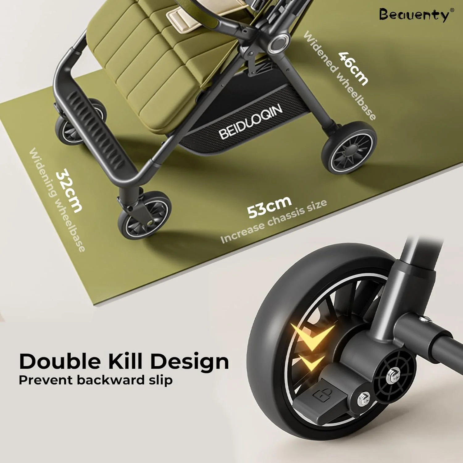 کالسکه دو طرفه دسته معکوس Beauenty برای نوزاد دختر و پسر 0-3 ساله، کالسکه مسافرتی تاشو خودکار سبک وزن با فشار دکمه (بژ) کالسکه دو طرفه دسته معکوس Beauenty برای نوزاد دختر و پسر 0-3 ساله، کالسکه مسافرتی تاشو خودکار سبک وزن با فشار دکمه (بژ)