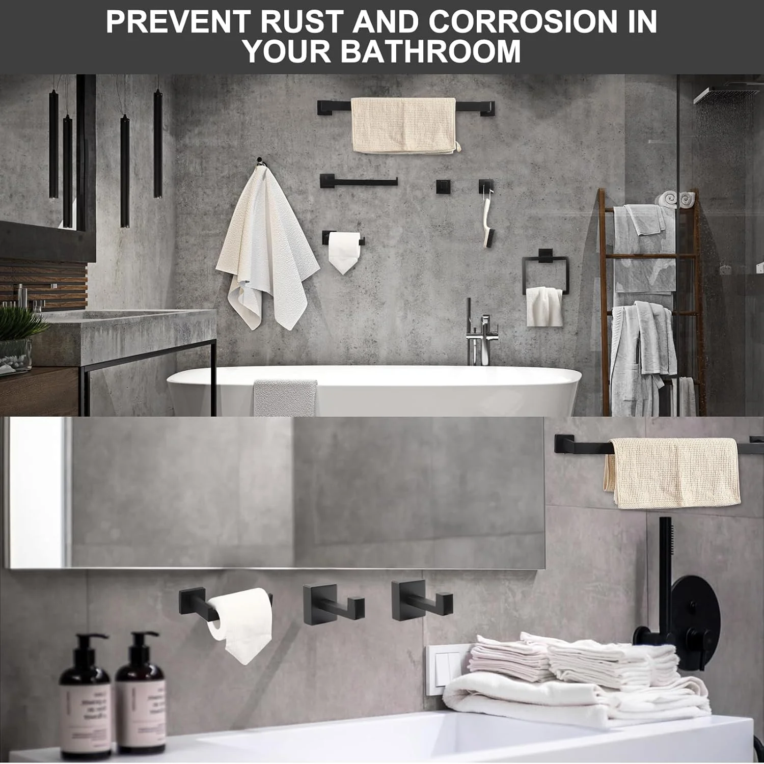 ست لوازم جانبی حمام Wallfire شامل 10 قطعه، میله حوله دیواری، ست لوازم حمام سنگین، شامل جا دستمال کاغذی، میله حوله، حلقه حوله و قلاب ست لوازم جانبی حمام Wallfire شامل 10 قطعه، میله حوله دیواری، ست لوازم حمام سنگین، شامل جا دستمال کاغذی، میله حوله، حلقه حوله و قلاب