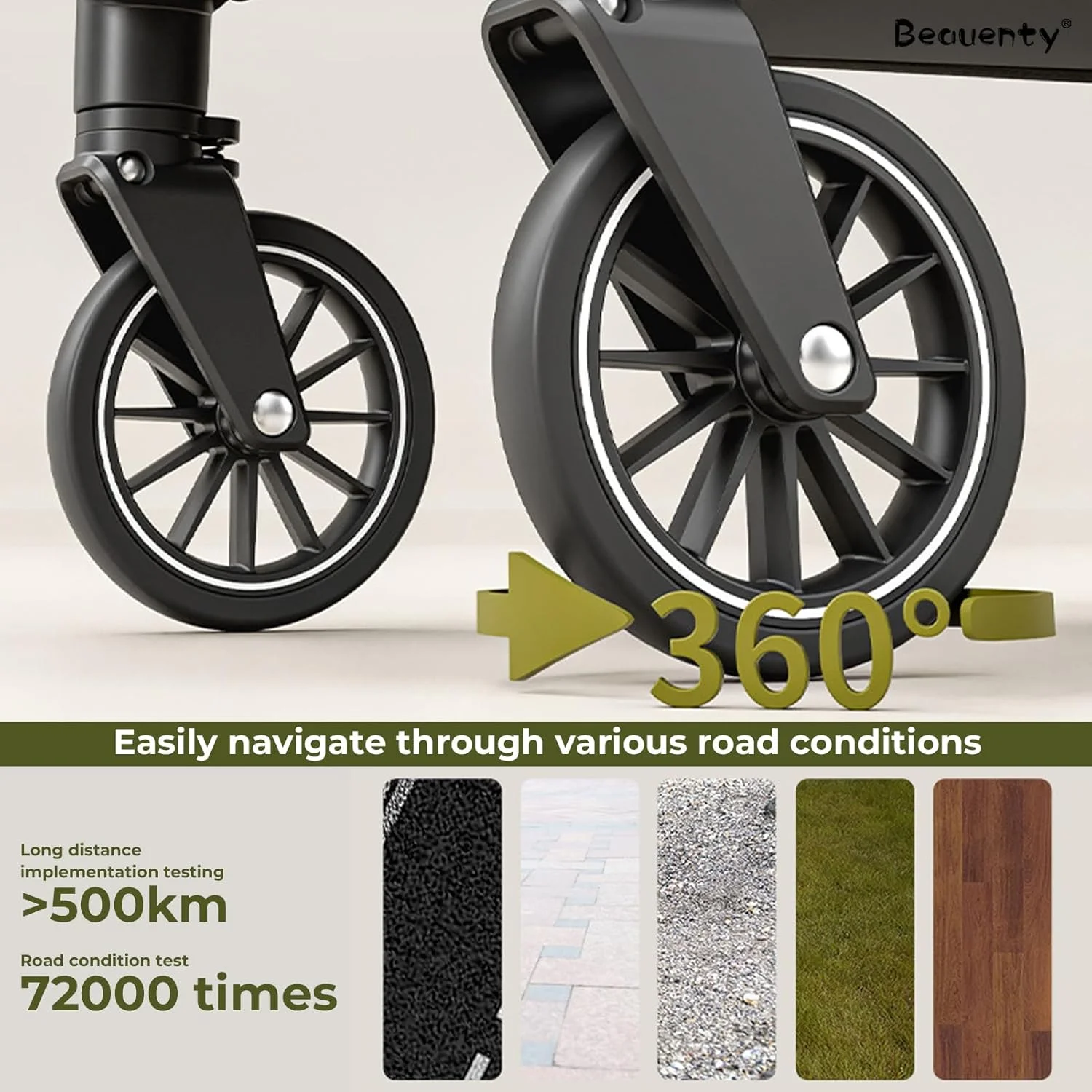 کالسکه دو طرفه دسته معکوس Beauenty برای نوزاد دختر و پسر 0-3 ساله، کالسکه مسافرتی تاشو خودکار سبک وزن با فشار دکمه (بژ) کالسکه دو طرفه دسته معکوس Beauenty برای نوزاد دختر و پسر 0-3 ساله، کالسکه مسافرتی تاشو خودکار سبک وزن با فشار دکمه (بژ)