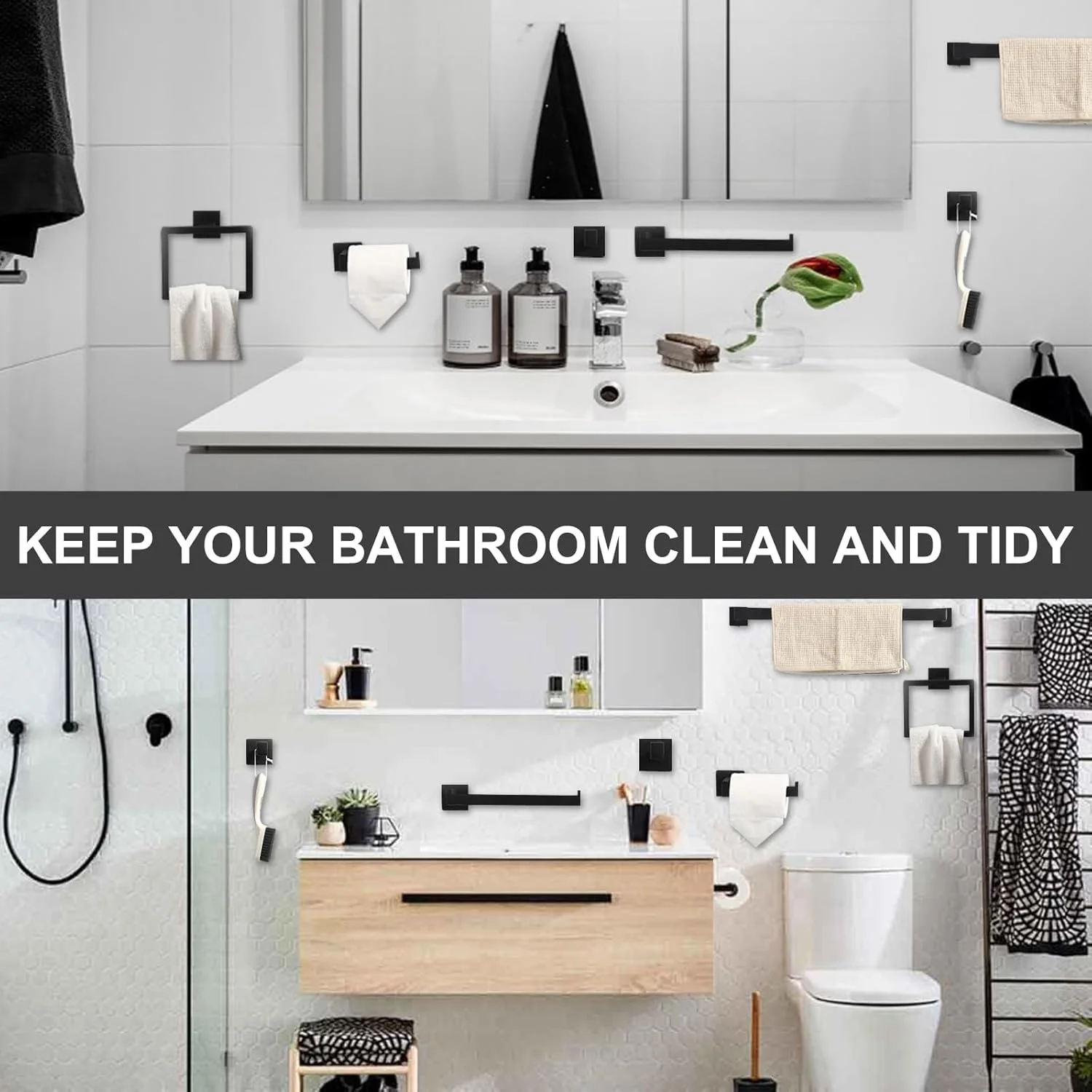 ست لوازم جانبی حمام Wallfire شامل 10 قطعه، میله حوله دیواری، ست لوازم حمام سنگین، شامل جا دستمال کاغذی، میله حوله، حلقه حوله و قلاب ست لوازم جانبی حمام Wallfire شامل 10 قطعه، میله حوله دیواری، ست لوازم حمام سنگین، شامل جا دستمال کاغذی، میله حوله، حلقه حوله و قلاب