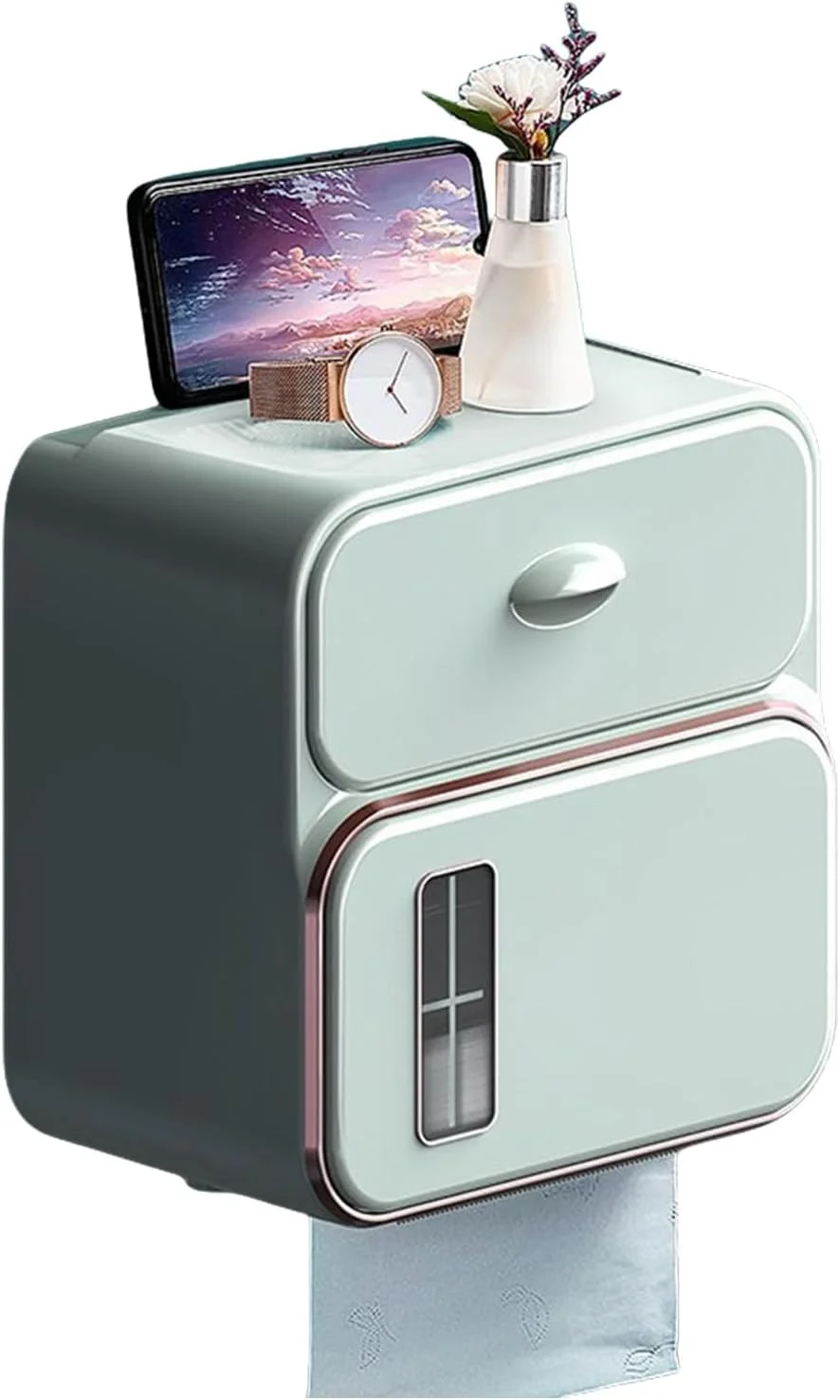 جا دستمال کاغذی دیواری - جا دستمال توالت | پخش کننده دستمال کاغذی چسبی با کشو برای هتل، آشپزخانه، سرویس بهداشتی، کاروان و دستشویی