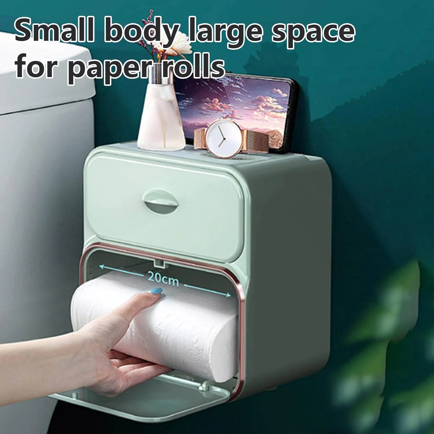 جا دستمال کاغذی دیواری - جا دستمال توالت | پخش کننده دستمال کاغذی چسبی با کشو برای هتل، آشپزخانه، سرویس بهداشتی، کاروان و دستشویی