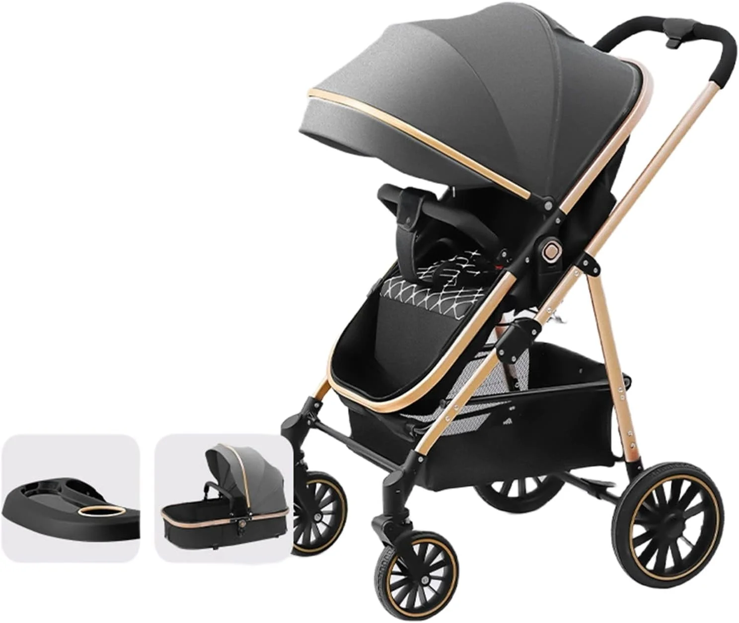 2-in-1 Baby Stroller – Convertible Bassinet Pushchair for Infants and Newborns 0-36 Months – Premium Standard Stroller with Enhanced Safety and Comfort (Gray) 2-in-1 Baby Stroller – Convertible Bassinet Pushchair for Infants and Newborns 0-36 Months – Premium Standard Stroller with Enhanced Safety and Comfort (Gray)