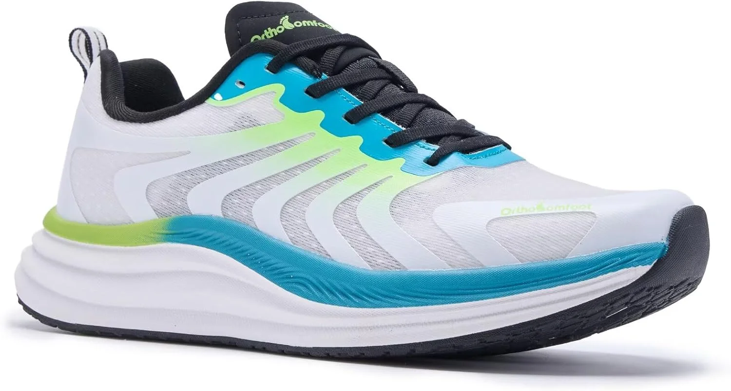 کفش‌های دویدن ارتوپدی مردانه: کفش‌های کتانی راحت و غیررسمی با پشتیبانی از قوس کف پا برای پلانتار فاشیای پا، کفش‌های ورزشی ارتوپدی برای فضای باز، باشگاه، کار، تنیس برای تسکین درد پا و پاشنه