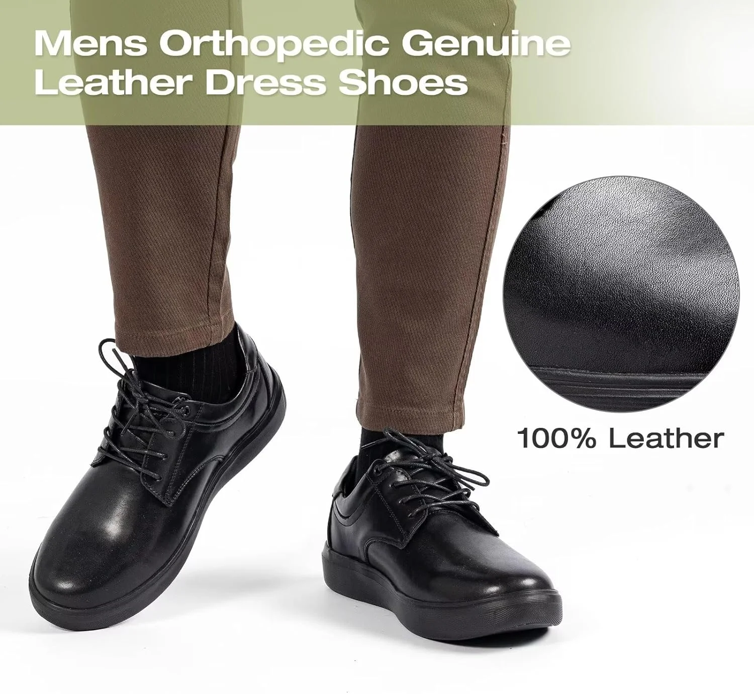 کفش های رسمی چرمی ارتوکامفورت مردانه: کفش های پیاده روی طبی با پشتیبانی از قوس پا برای پلانتار فاسیایتیس، کفش های غیر رسمی طبی مناسب کار و تسکین درد پاشنه و پا