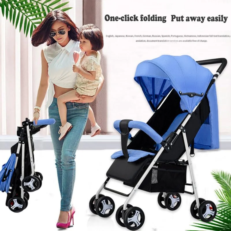 کالسکه مسافرتی سبک وزن AM ANNA - کالسکه چتری تاشو با زیرپایی/تکیه گاه قابل تنظیم، تاشو با یک دست برای نوزاد، سبد و کمربند ایمنی