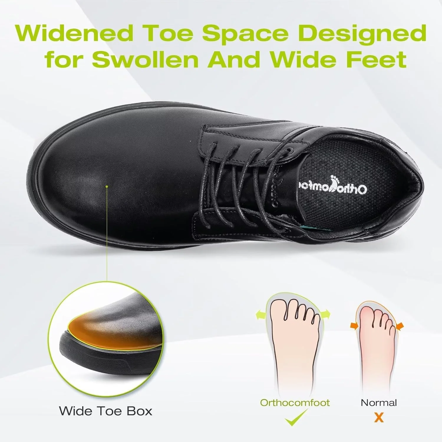 کفش های رسمی چرمی ارتوکامفورت مردانه: کفش های پیاده روی طبی با پشتیبانی از قوس پا برای پلانتار فاسیایتیس، کفش های غیر رسمی طبی مناسب کار و تسکین درد پاشنه و پا