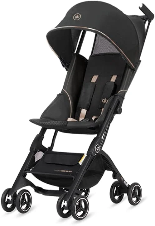 کالسکه مسافرتی فوق سبک و جمع و جور جی بی پاکیت پلاس All-Terrain مناسب نوزادان و کودکان نوپا، مطابق با استاندارد چمدان کابین هواپیما، طلایی مشکی کالسکه مسافرتی فوق سبک و جمع و جور جی بی پاکیت پلاس All-Terrain مناسب نوزادان و کودکان نوپا، مطابق با استاندارد چمدان کابین هواپیما، طلایی مشکی