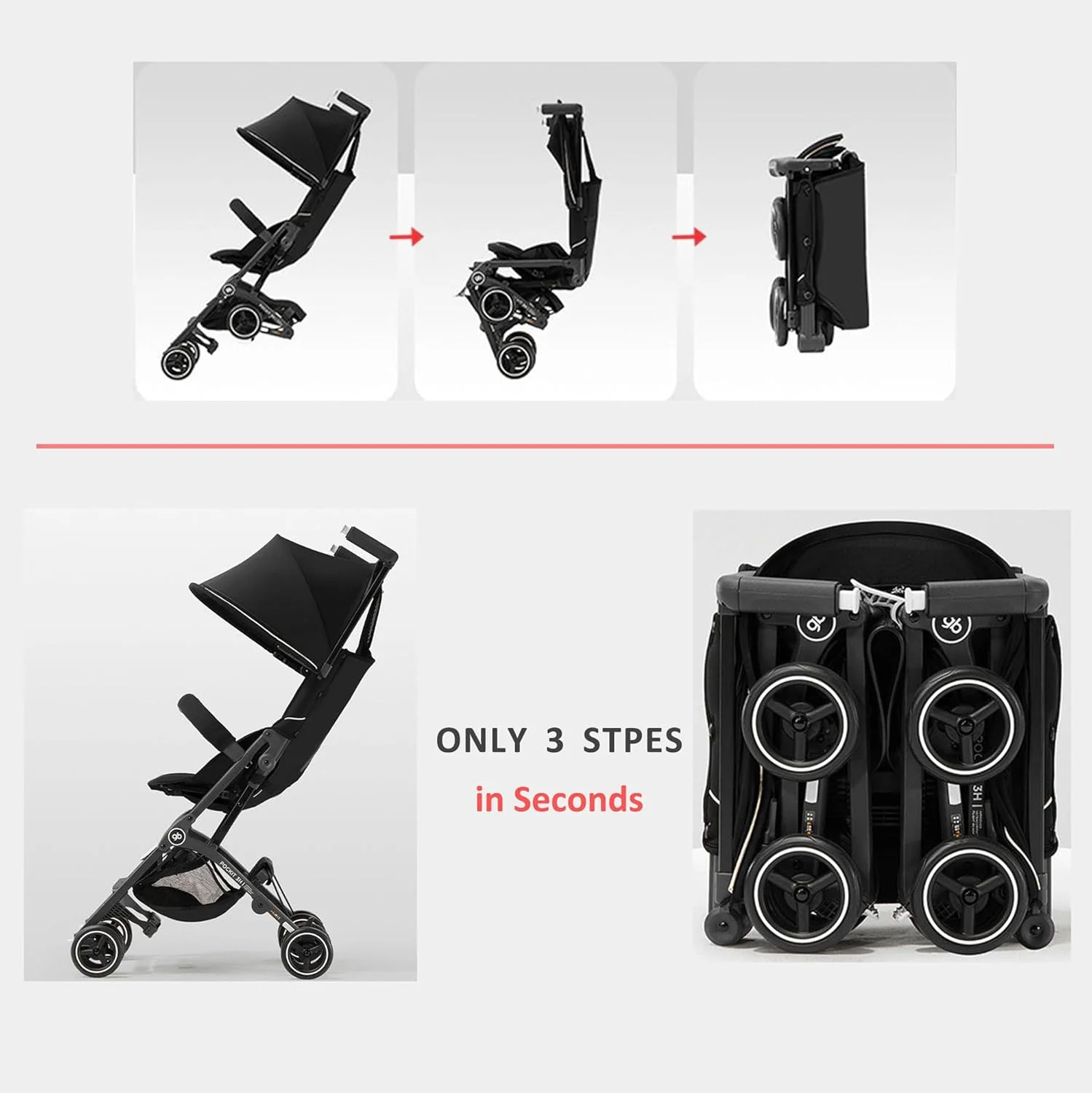 کالسکه مسافرتی فوق سبک و جمع و جور جی بی پاکیت پلاس All-Terrain مناسب نوزادان و کودکان نوپا، مطابق با استاندارد چمدان کابین هواپیما، طلایی مشکی کالسکه مسافرتی فوق سبک و جمع و جور جی بی پاکیت پلاس All-Terrain مناسب نوزادان و کودکان نوپا، مطابق با استاندارد چمدان کابین هواپیما، طلایی مشکی