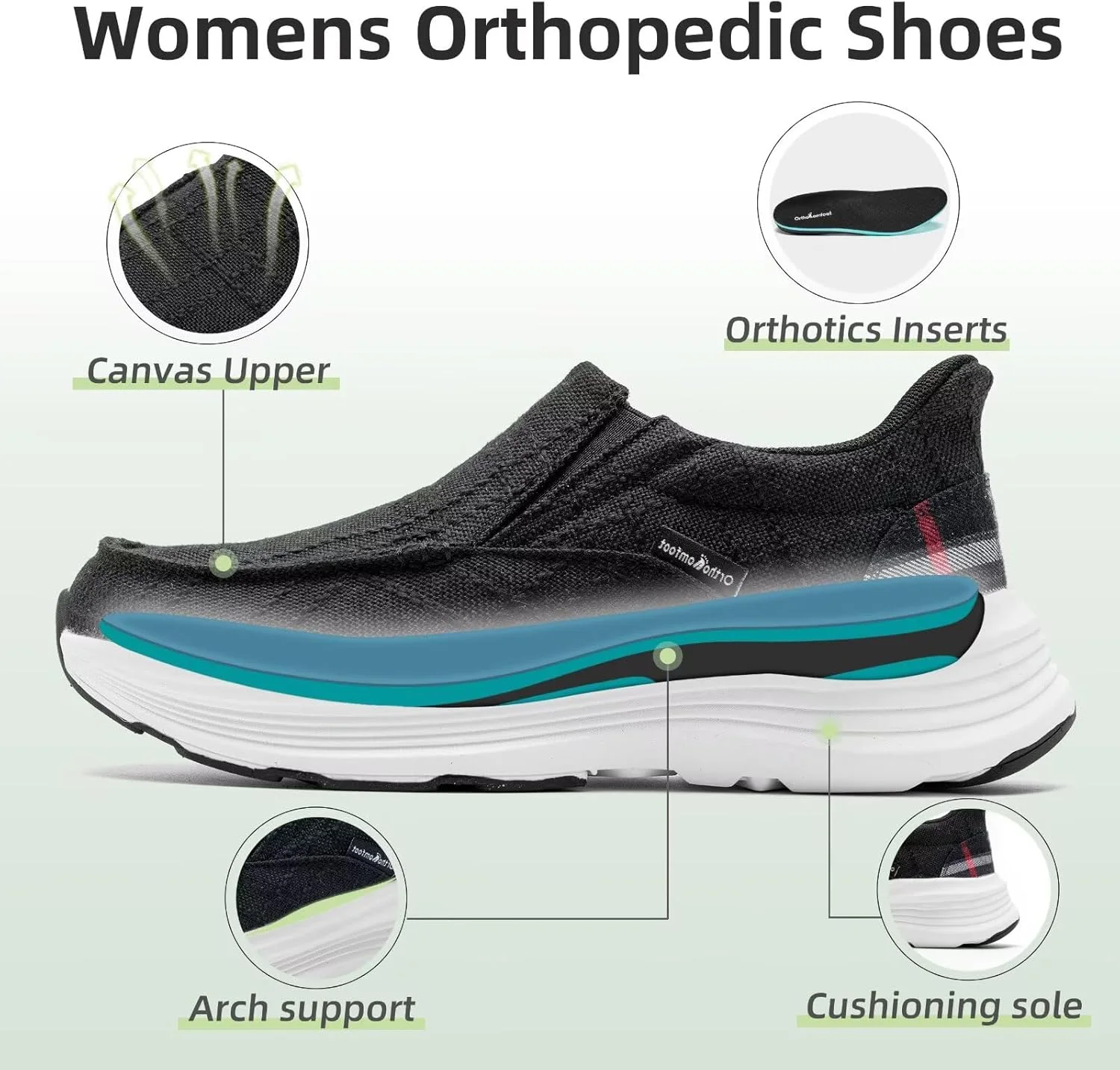 کفش کالج ارتوپدی زنانه OrthoComfoot: کفش پیاده روی طبی راحت با پشتیبانی از قوس پا برای پلانتار فاسیایتیس، کفش کالج بوم با زیره ضخیم برای تسکین درد پا و پاشنه کفش کالج ارتوپدی زنانه OrthoComfoot: کفش پیاده روی طبی راحت با پشتیبانی از قوس پا برای پلانتار فاسیایتیس، کفش کالج بوم با زیره ضخیم برای تسکین درد پا و پاشنه