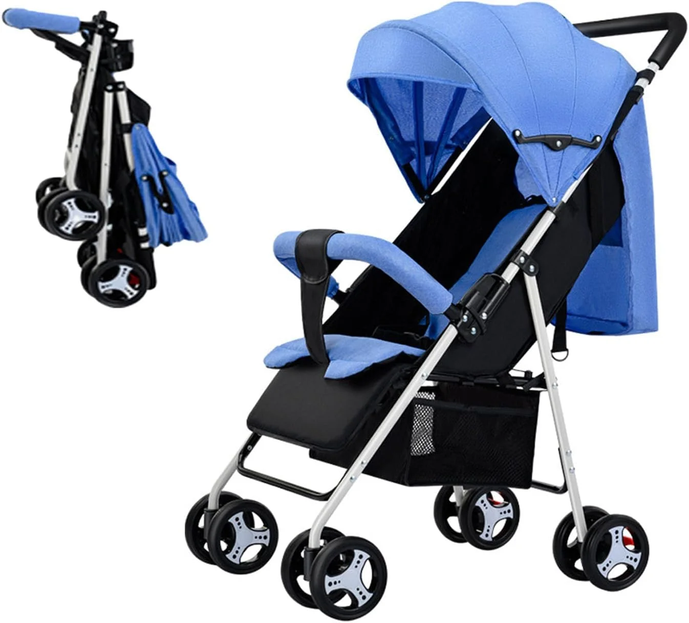 کالسکه مسافرتی سبک وزن AM ANNA - کالسکه چتری تاشو با زیرپایی/تکیه گاه قابل تنظیم، تاشو با یک دست برای نوزاد، سبد و کمربند ایمنی کالسکه مسافرتی سبک وزن AM ANNA - کالسکه چتری تاشو با زیرپایی/تکیه گاه قابل تنظیم، تاشو با یک دست برای نوزاد، سبد و کمربند ایمنی